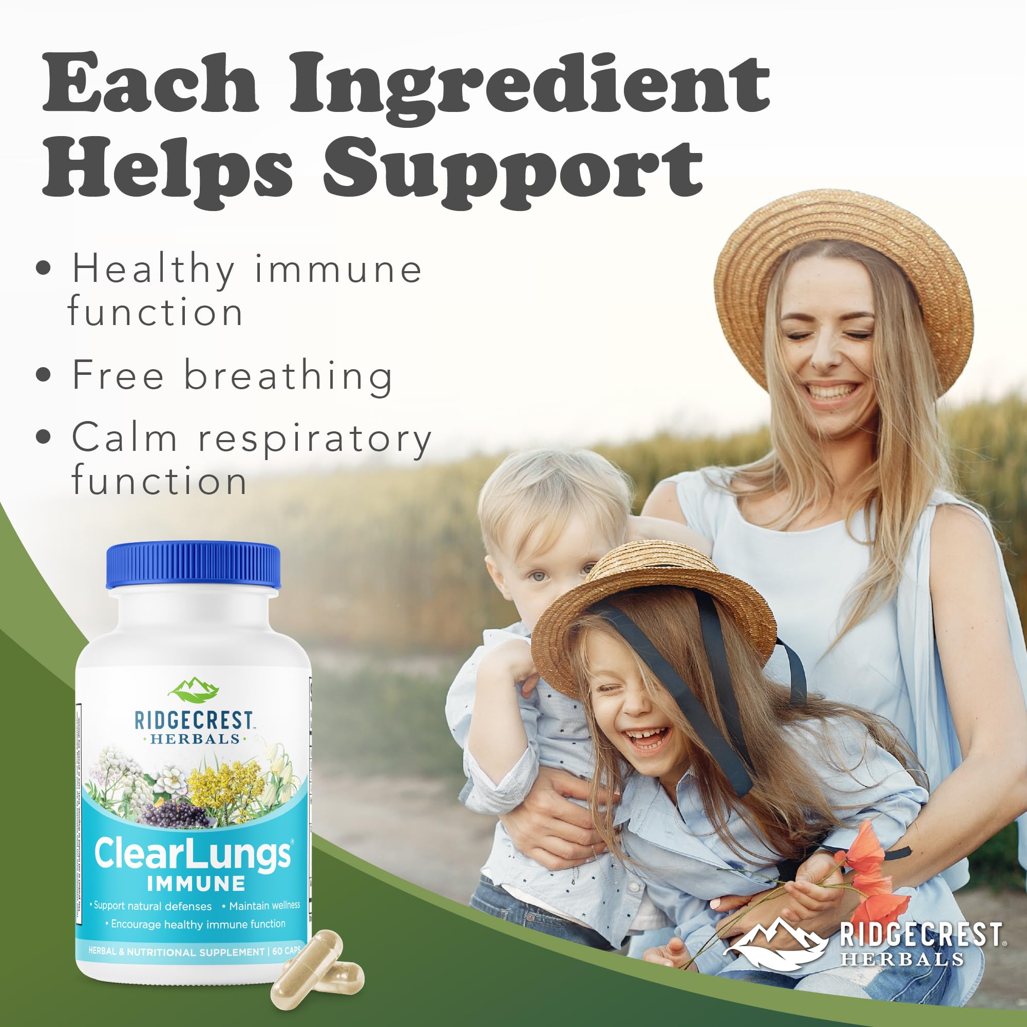 RidgeCrest Herbals ClearLungs Immune, Lung Support Supplement with Elderberry, Zinc, Vitamin C, Vitamin A, Olive Leaf, Mullein, Lung Wellness Formula for Respiratory Health (60 Vegan Caps, 30 Serv) RidgeCrest HerbalsAu supplements