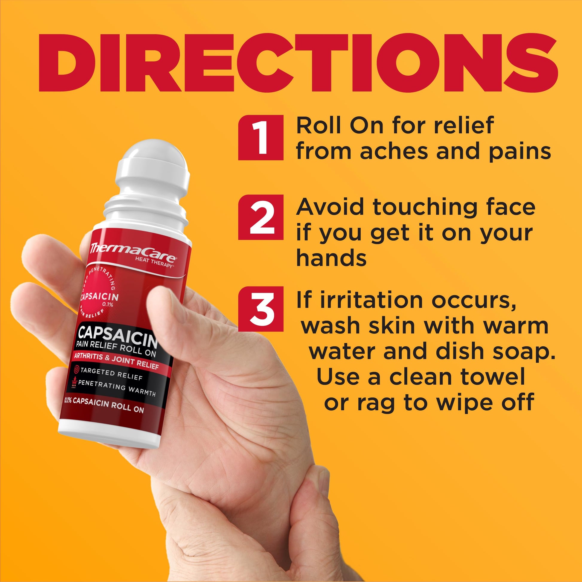 ThermaCare Arthritis Pain Relief Roll-On - Fast-Acting Capsaicin Formula for Joint & Muscle Pain - Soothing Warmth - Mess-Free Application - Targets Stiffness & Discomfort - 2.5 oz ThermaCareAu supplements