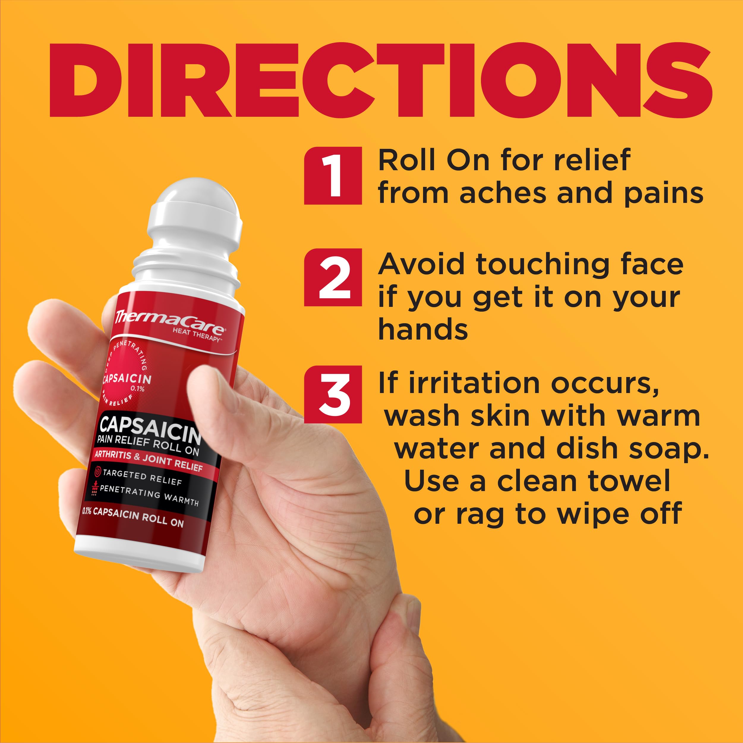 ThermaCare Arthritis Pain Relief Roll-On - Fast-Acting Capsaicin Formula for Joint & Muscle Pain - Soothing Warmth - Mess-Free Application - Targets Stiffness & Discomfort - 2.5 oz ThermaCareAu supplements