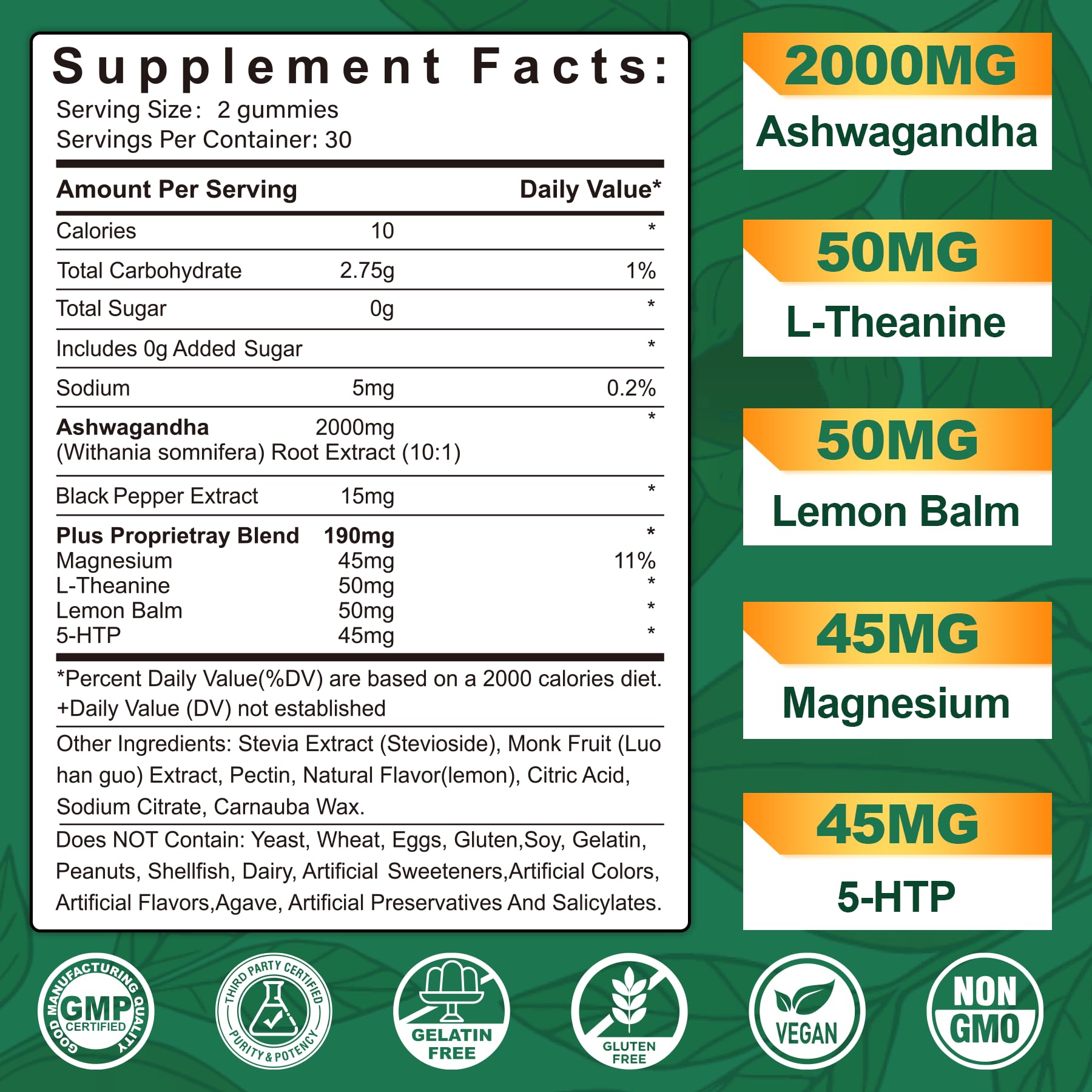 NEVISS Ashwagandha Gummies 2000mg, Feel Refreshed, Plus Proprietary Blend with L-Theanine, 5-HTP, Lemon Balm, Magnesium for Calm, Zzzs & Relaxation Support, 120 Count NEVISSAu supplements