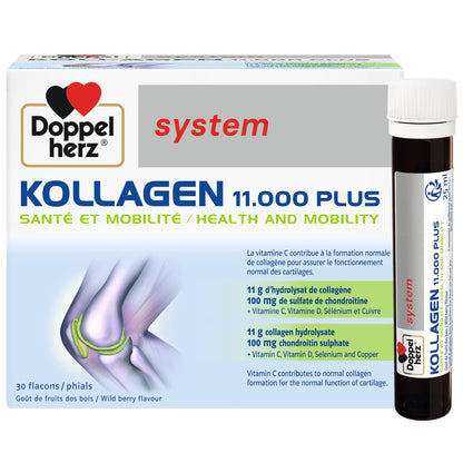 Doppelherz - Kollagen 11000 Plus - Collagen hydrolysate, chondroitin Sulphate, Vitamins C and D and Trace Elements DoppelherzUS supplements