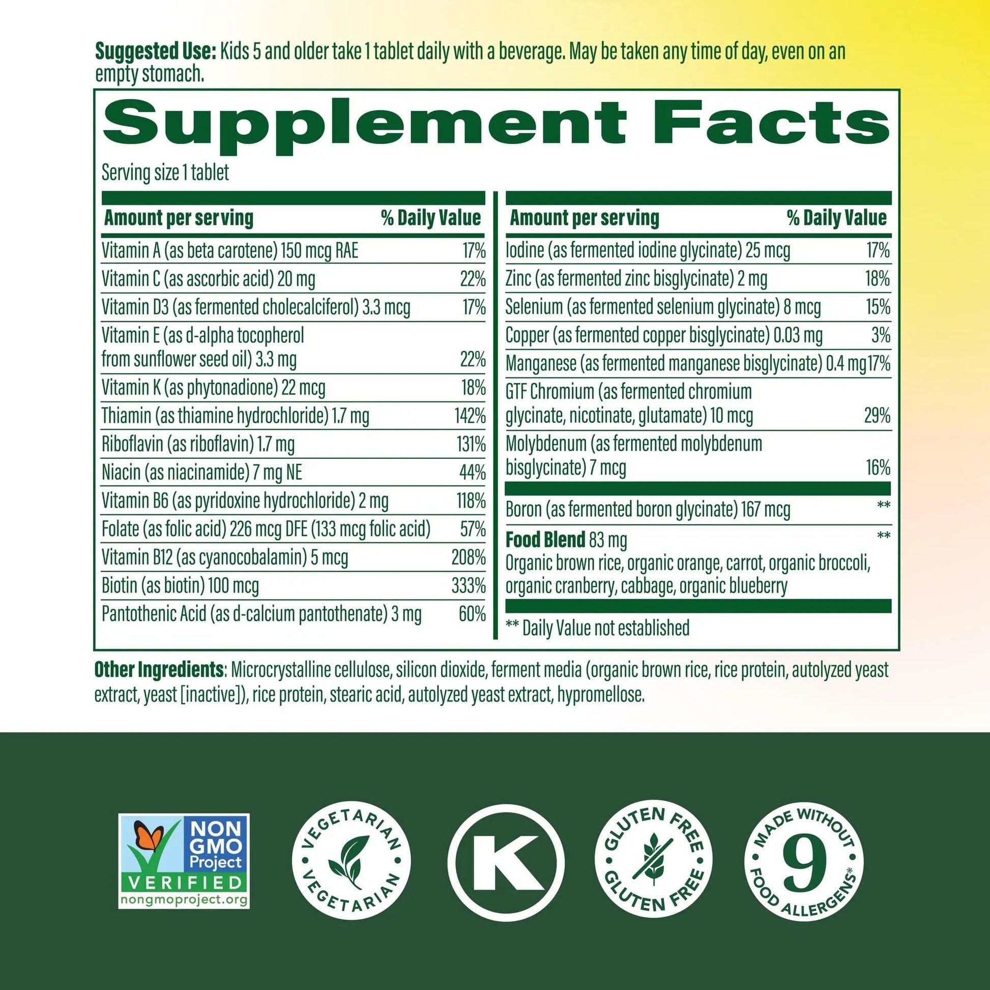 MegaFood Kids One Daily Multivitamin - Convenient Mini Multivitamin for Kids - with Zinc, Vitamins C, B & D MegaFoodAu supplements
