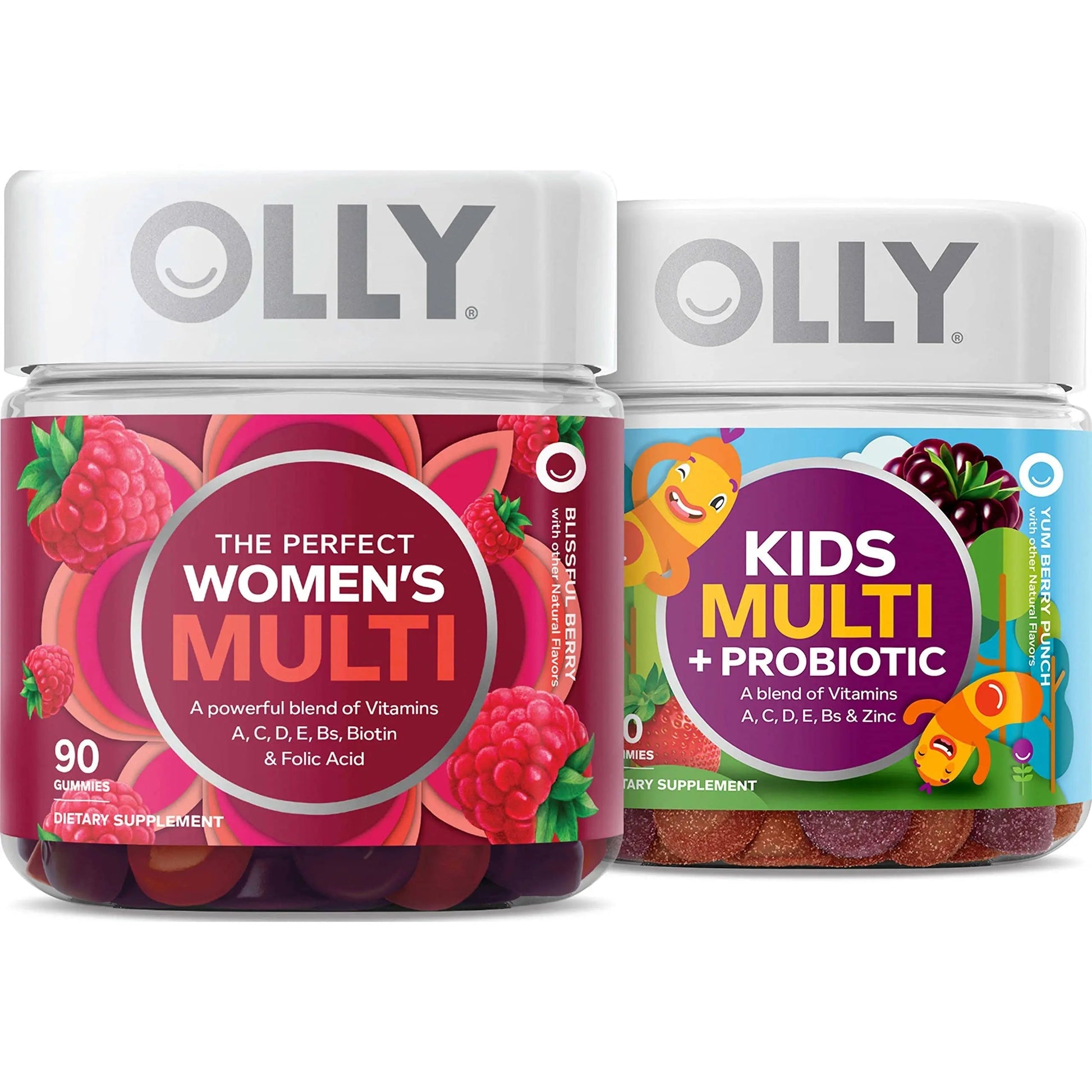 OLLY Gift, Family 2 Pack: Women's Multivitamin Gummy (90 Count), Kids Multivitamin + Probiotic Gummy (70 Count), Vitamins A, D, C, E, B, Chewable Supplement OLLYAu supplements