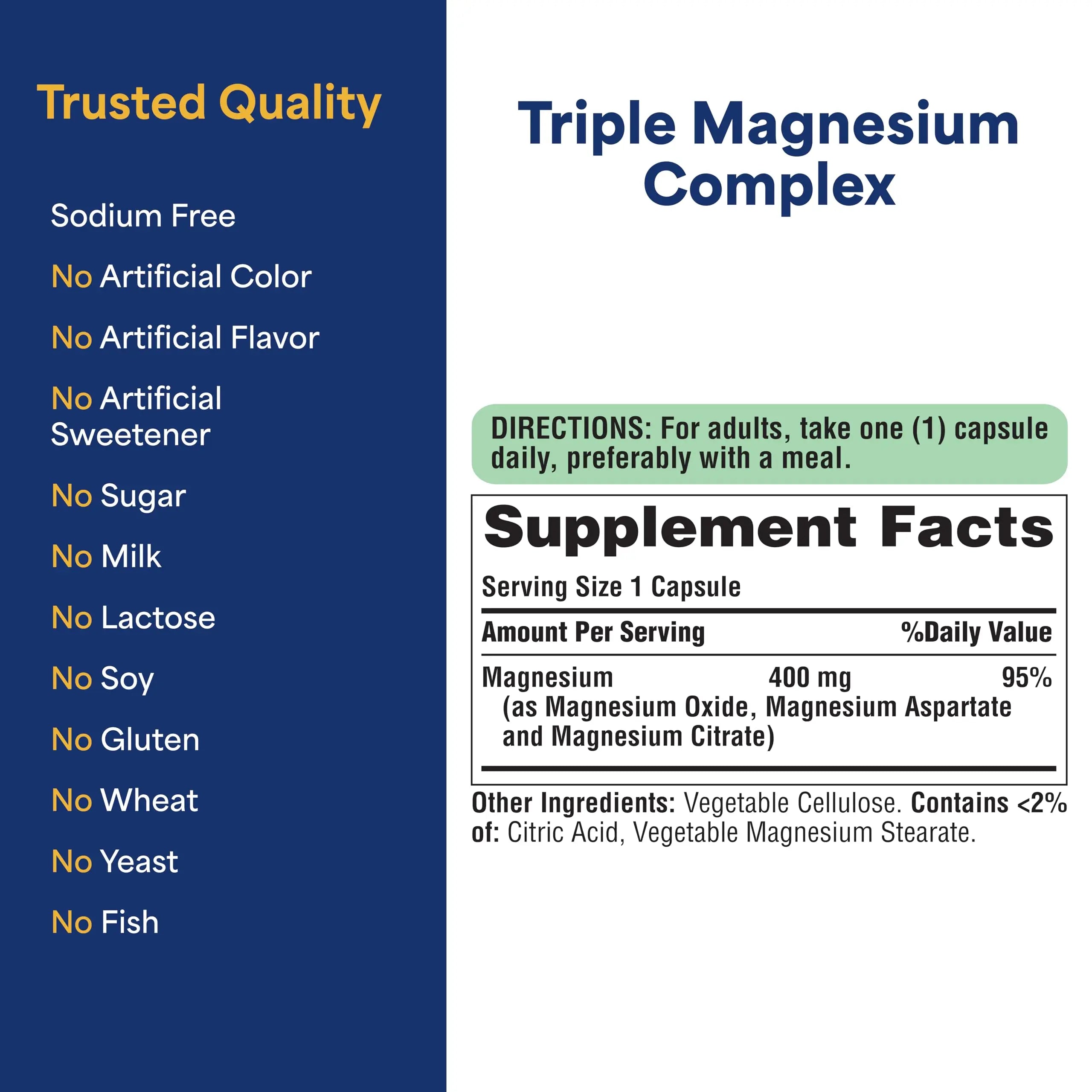 Puritan's Pride Triple Magnesium Complex with Magnesium Oxide, Aspartate, and Citrate 400mg, Dietary Supplement for Muscle, Heart, Nerve, and Bone Support, 120 Rapid Release Capsules Puritan's Pridenz supplements
