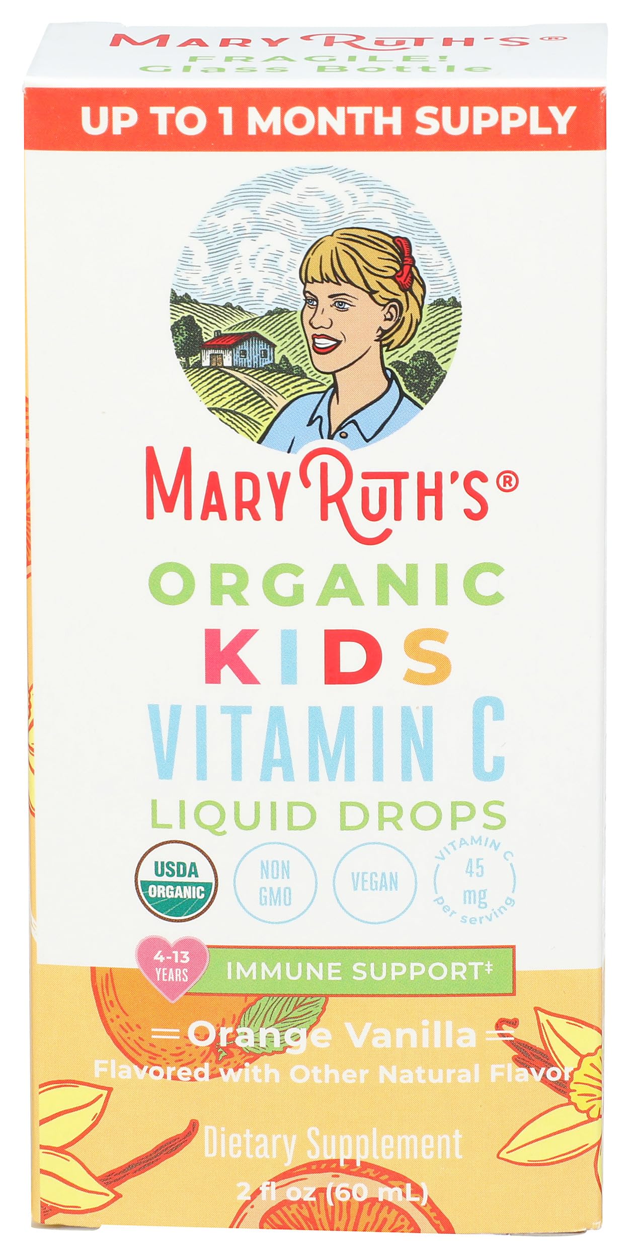 MaryRuth Organics USDA Kids Vitamin C Drops | Vegan Immune Support Supplement for Ages 4-13 | Immune Support & Overall Health | Vitamin C from Organic Acerola Fruit Extract | 2oz MARYRUTH'SUS supplements