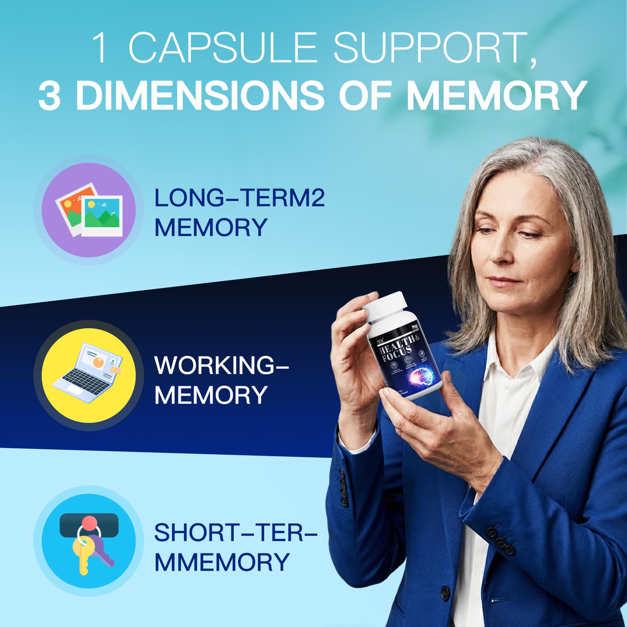 VEX Supplement – Memory & Clarity Support with Folic Acid, Vitamin B, Acetylcysteine, Bacopa Monnieri, Lion’s Mane, Ginkgo Biloba & Black Pepper – Cognitive, 60 Capsules VEXAu supplements