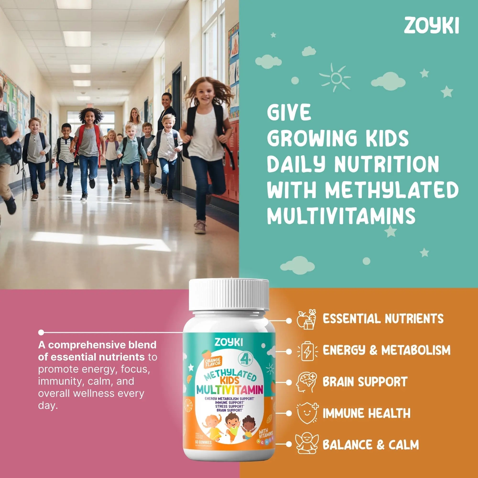 Zoyki Methylated Multivitamin Gummies for Kids - Children’s MTHFR Support Supplement with B Complex 5-MTHF Folate (L-Methylfolate) ZoykiAu supplements