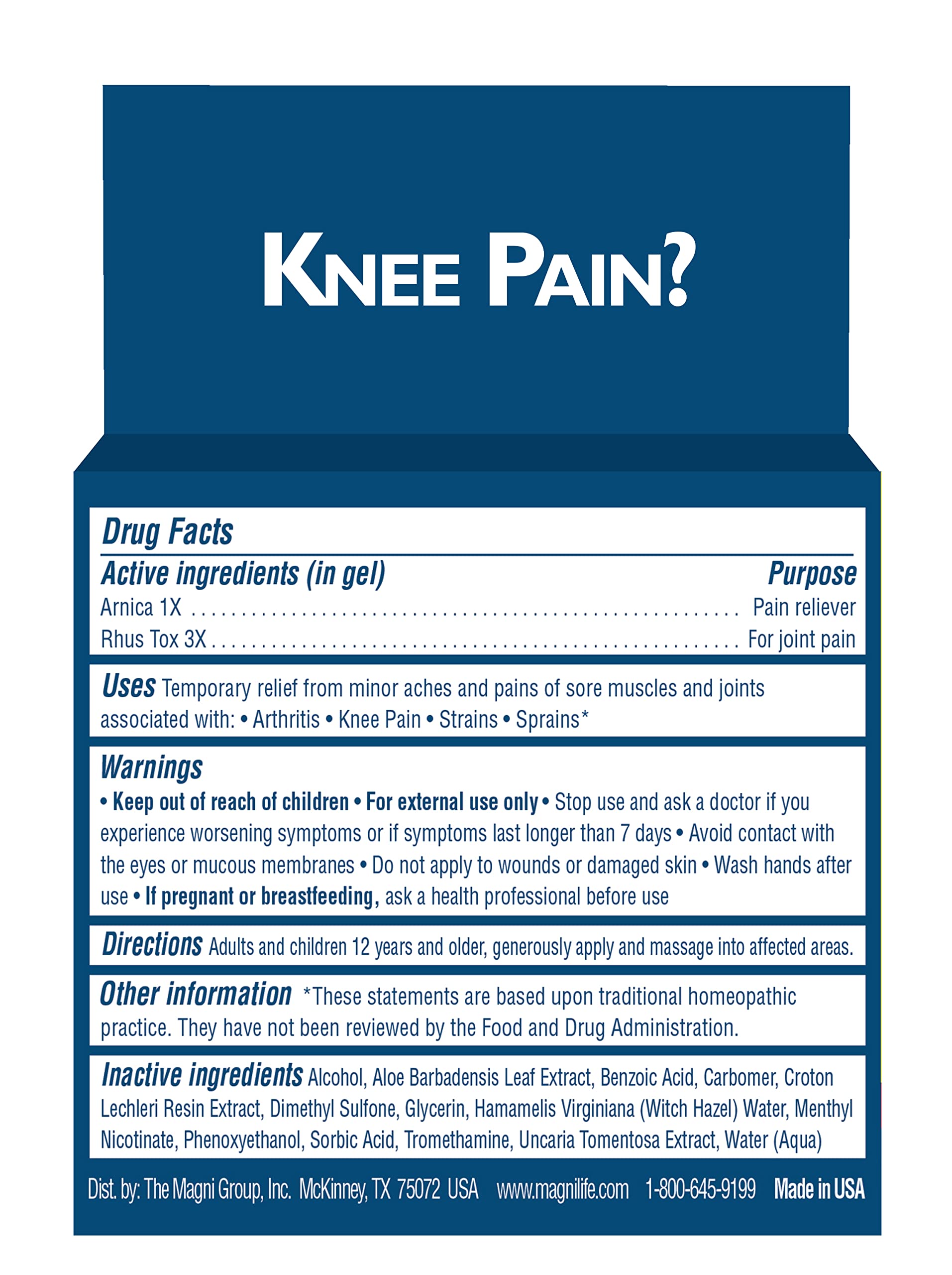 MagniLife Knee Pain Relief Gel (4 oz), Arnica-Based Gel for Joint Pain, Knee Stiffness & Swelling, Non-Greasy, No Staining, Massage-in Formula for Daily Knee Support & Comfort MagniLifeAu supplements