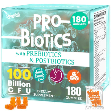 (180 Count) Probiotic Gummies, 19 in 1 Prebiotics Postbiotic Probiotic Gummies, 100 Billion CFU Probiotics for Women Men, Complete Immune, Gut & Digestive Support*, Sugar Free, Vegan HanlisteAu supplements