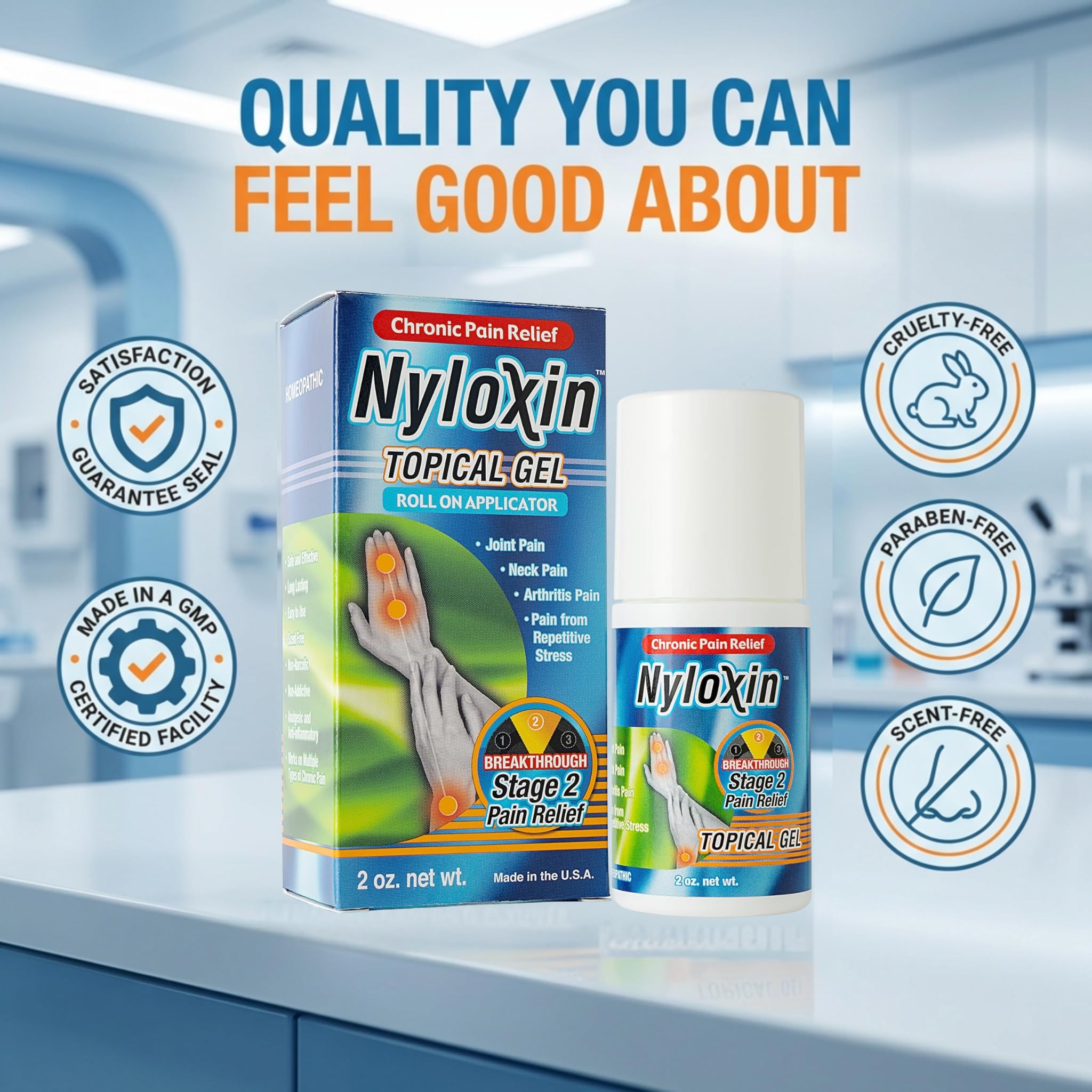 Nyloxin Roll-On Arthritis Pain Relief Gel, Back Pain Relief, Neuropathy Pain Relief, Nerve Pain Relief, Knee Pain Relief, Foot Pain Relief, Muscle Pain Relief, Shoulder Pain, Joint Pain (2 oz) NyloxinAu supplements