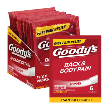 Goody's Body Ache & Back Pain Relief Powder, Dual Action with Acetaminophen & Aspirin, Caffeine-Free, 6 Count, Pack of 12 Goody'sAu supplements
