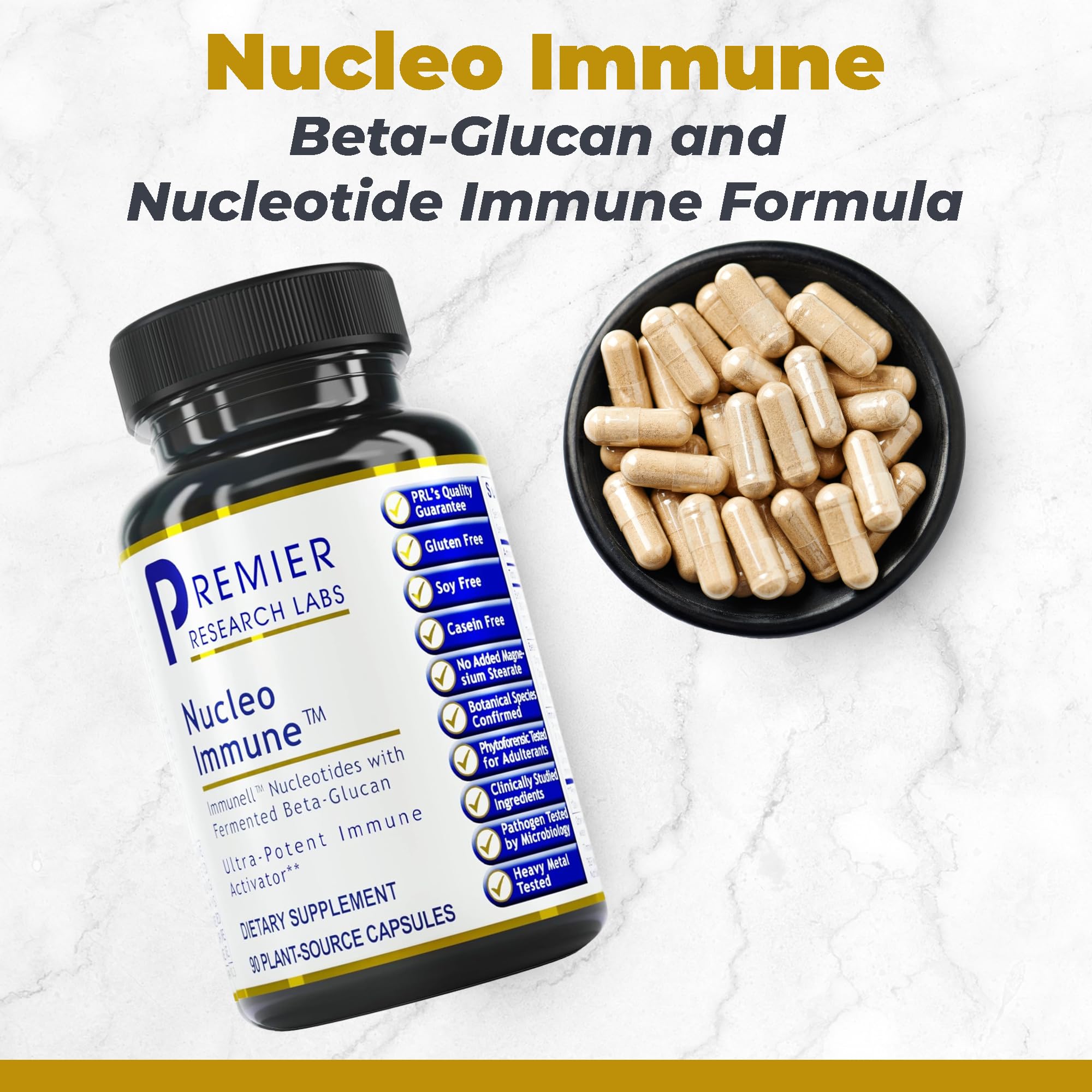 Premier Research Labs Nucleo Immune - Beta Glucan Supplements, Beta Glucans, Phytochemicals, Prickly Pear, Fiber, Immune Support - 90 Capsules Premier Research LabsAu supplements