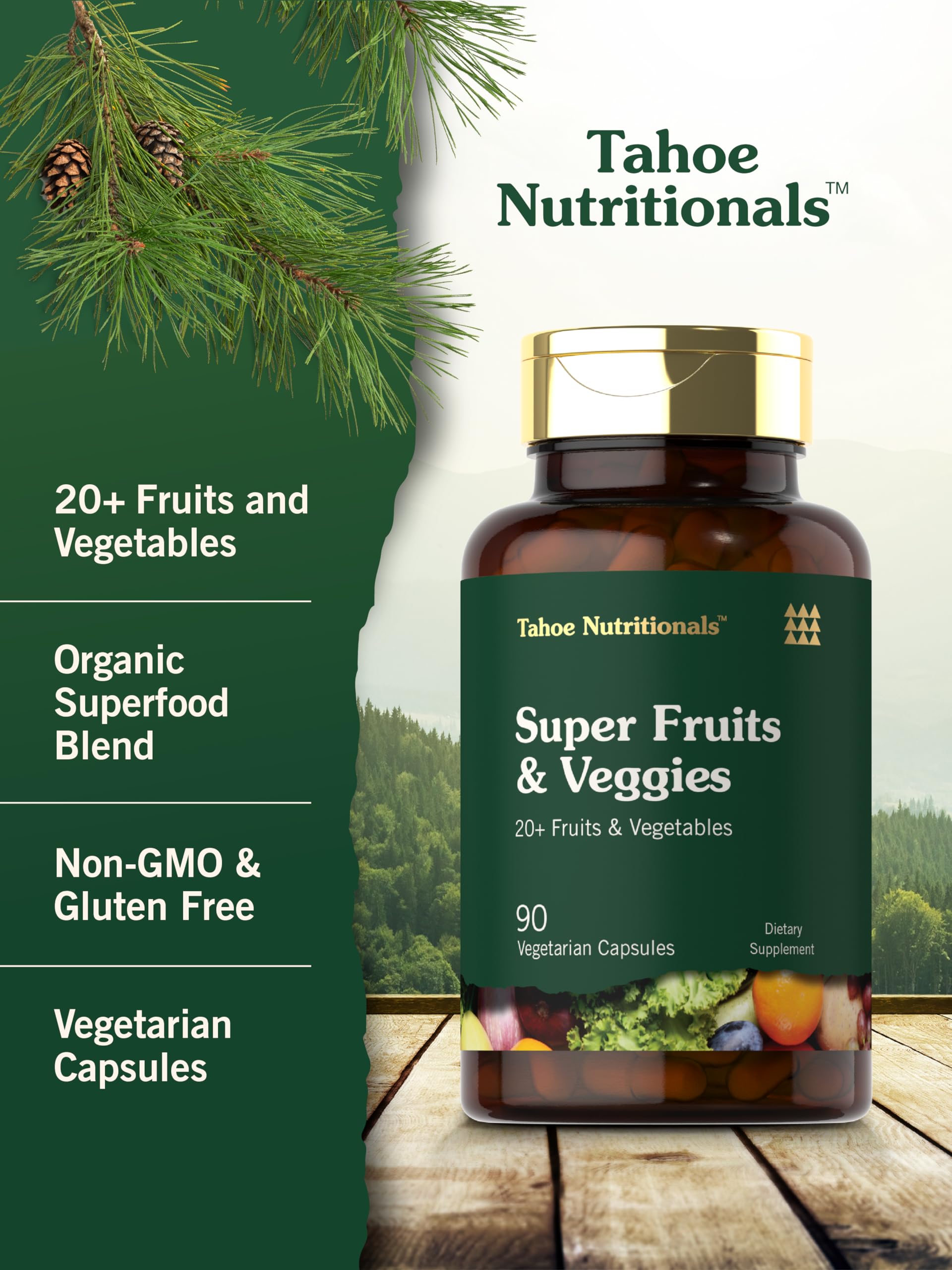 Tahoe Nutritionals Super Fruits and Veggies Capsules | 90 Count | Vegetarian, Non-GMO and Gluten Free Supplement Tahoe NutritionalsAu supplements