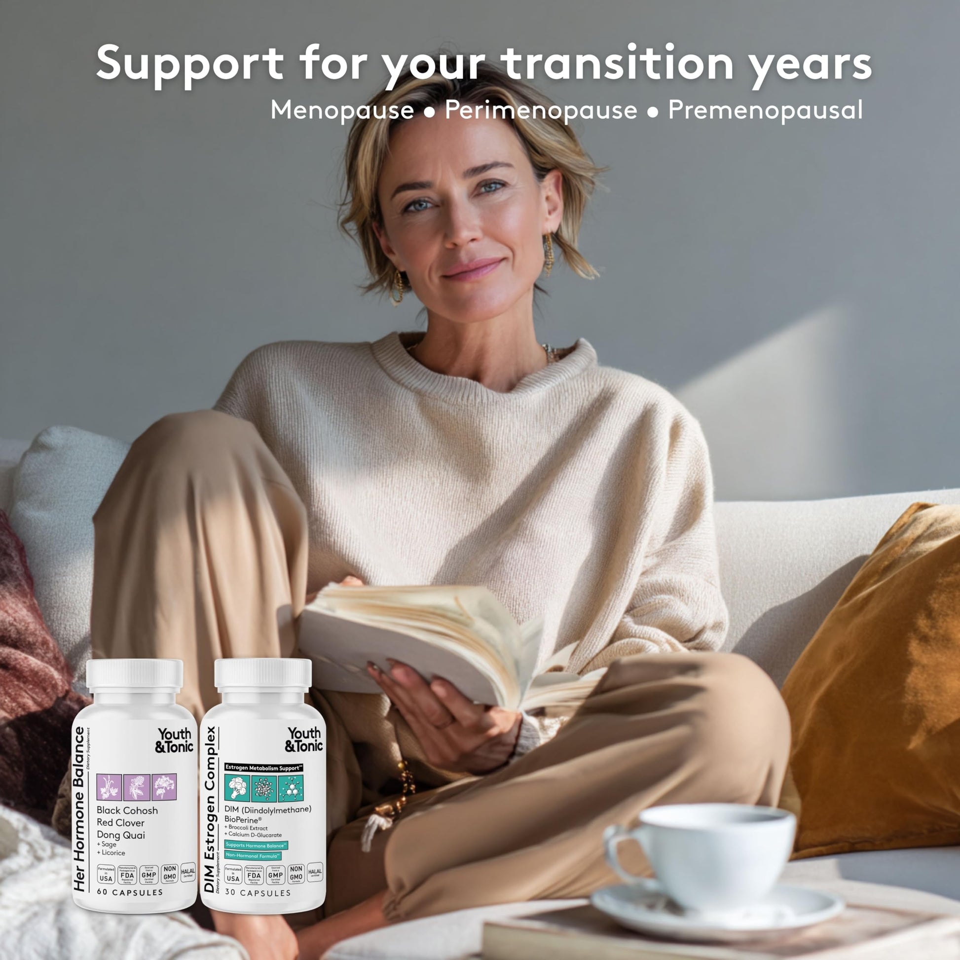 Youth & Tonic DIM Supplement for Women – Estrogen Metabolism & Hormonal Support – Menopause, Perimenopause & Premenopausal Bundle, 90 Capsules Youth & TonicAu supplements