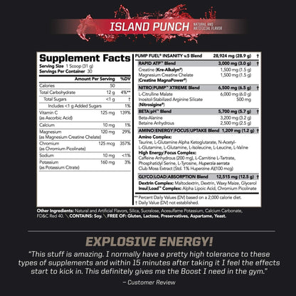 PMD Sports Ultra Pump Fuel - Pre Workout - Island Punch (30 Servings) Sports Omega PMDUS supplements