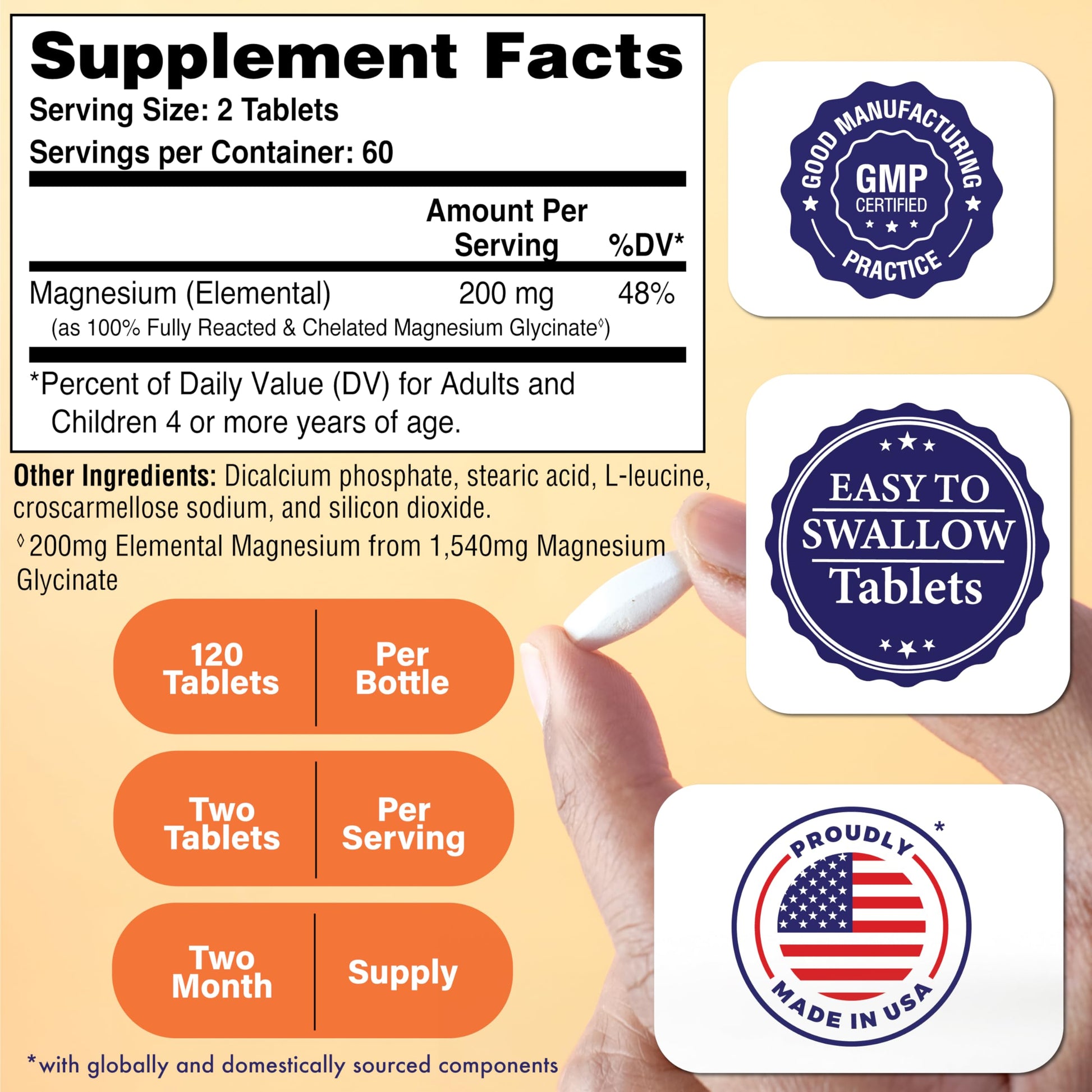 Magnesium Glycinate - Muscle, Nerves, Relaxation & Sleep Supplement | 200mg Elemental Magnesium Fully Reacted Chelated | Gentle on the Stomach | Non-GMO 120 Tablets | by Health Thru Nutrition Health Thru NutritionAu supplements