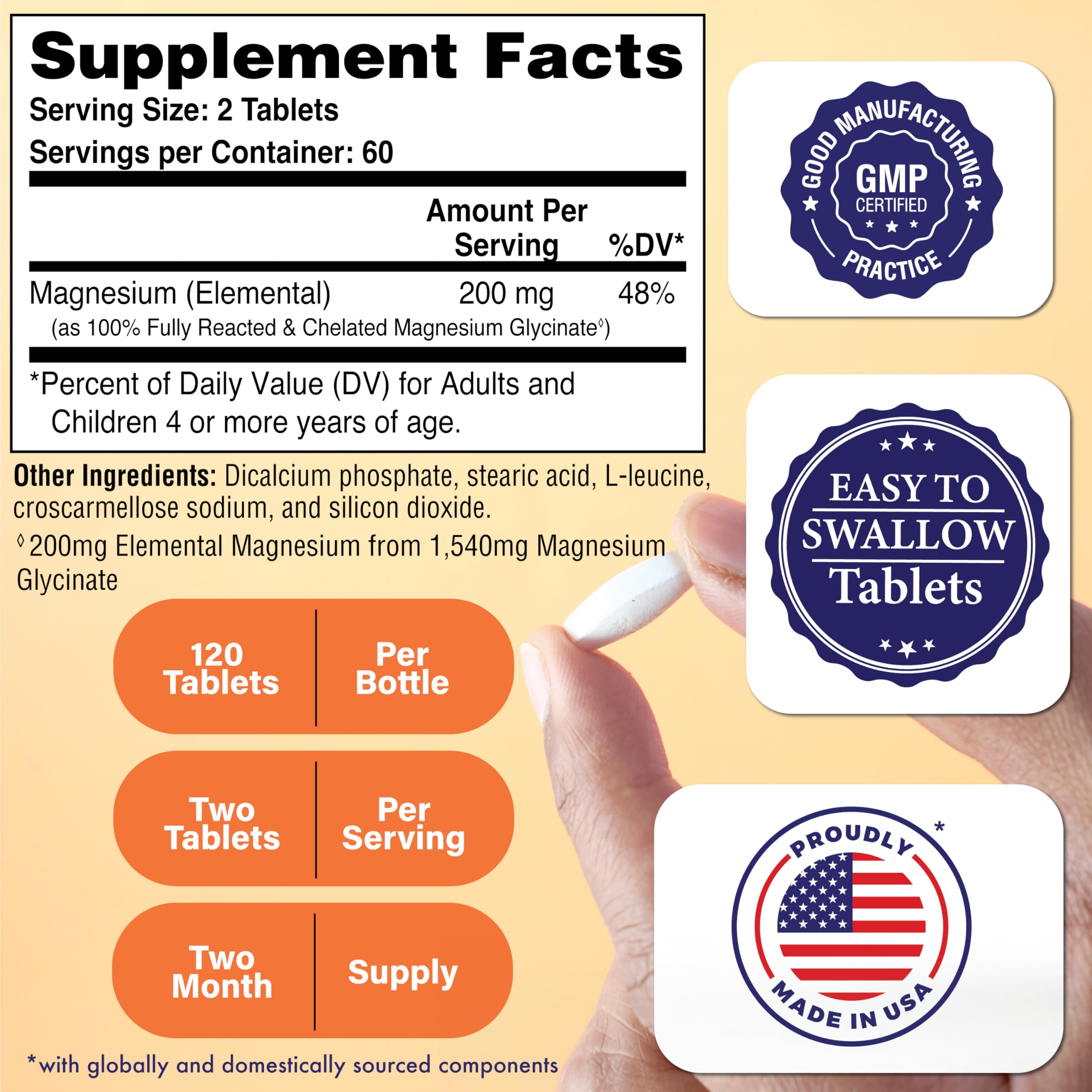Magnesium Glycinate - Muscle, Nerves, Relaxation & Sleep Supplement | 200mg Elemental Magnesium Fully Reacted Chelated | Gentle on the Stomach | Non-GMO 120 Tablets | by Health Thru Nutrition Health Thru NutritionAu supplements