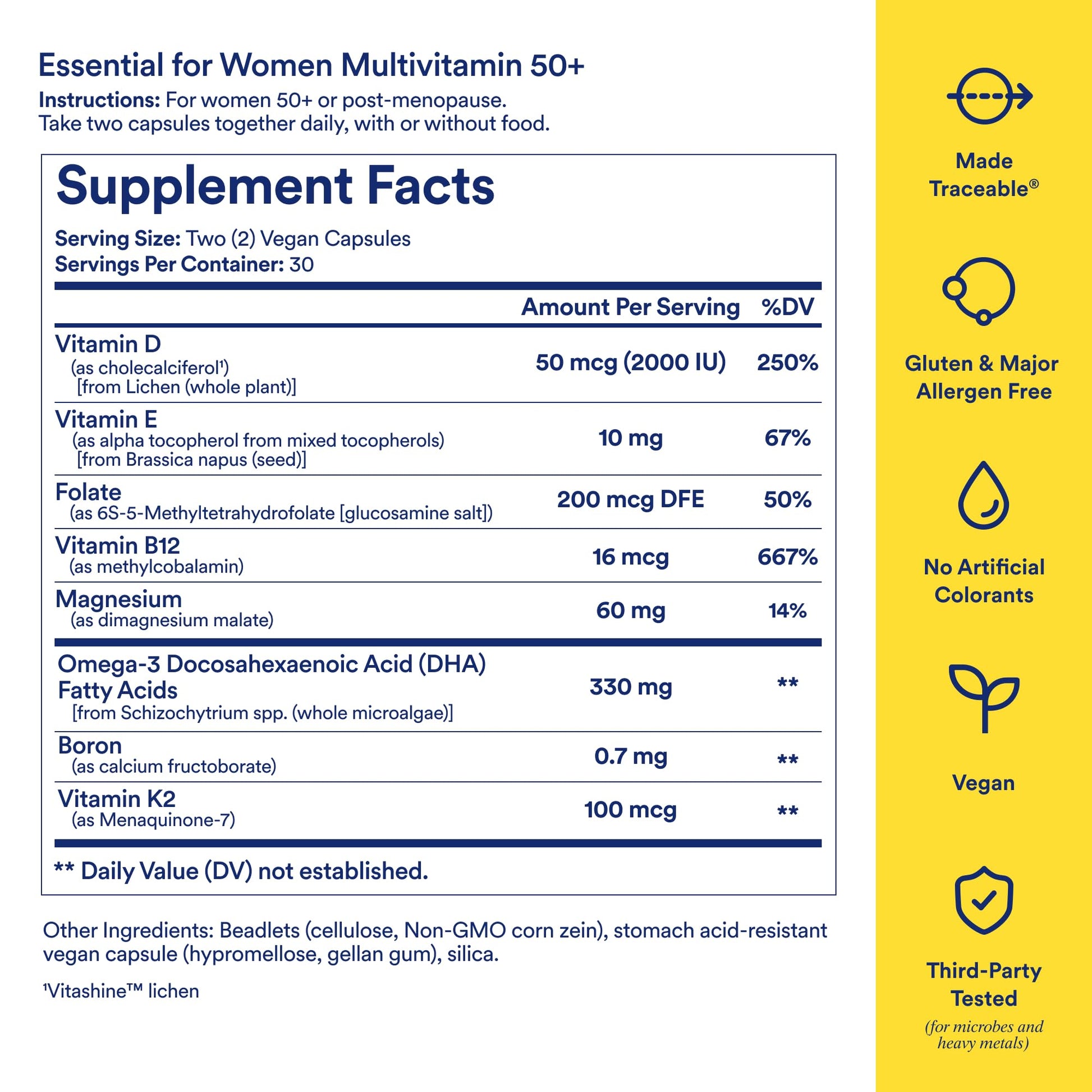 Ritual Multivitamin for Women 50+, Menopause Supplements with Vitamin D3, K2 and Magnesium for Bone Support*, Omega-3 DHA, Vitamin B12 RitualAu supplements