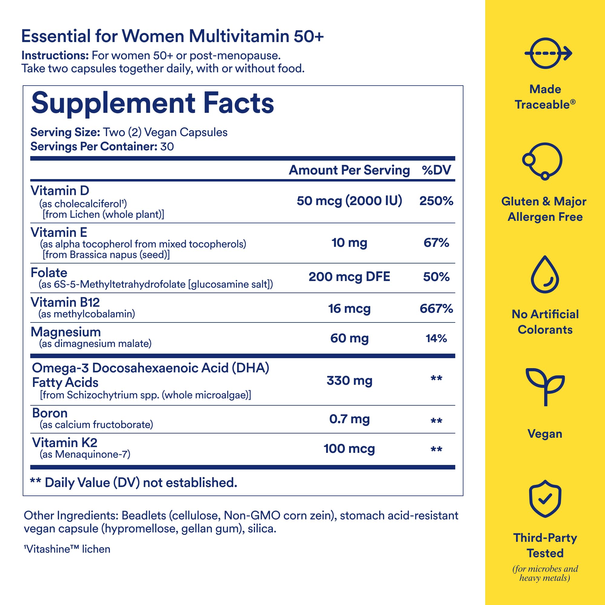 Ritual Multivitamin for Women 50+, Menopause Supplements with Vitamin D3, K2 and Magnesium for Bone Support*, Omega-3 DHA, Vitamin B12 RitualAu supplements