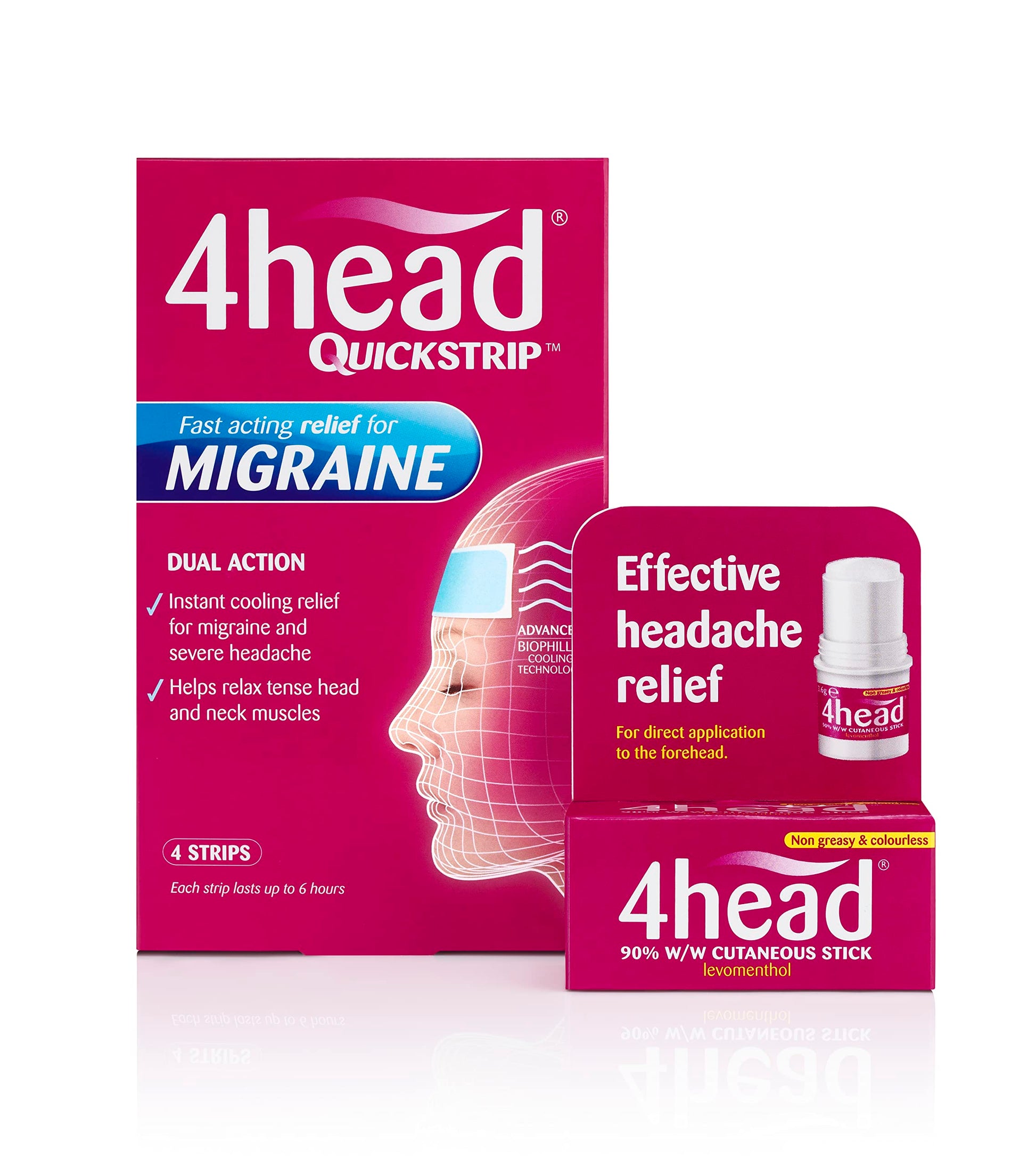 4Head Quickstrip Headache and Migraine Relief Strips - Pack of 4 4 HeadAu supplements