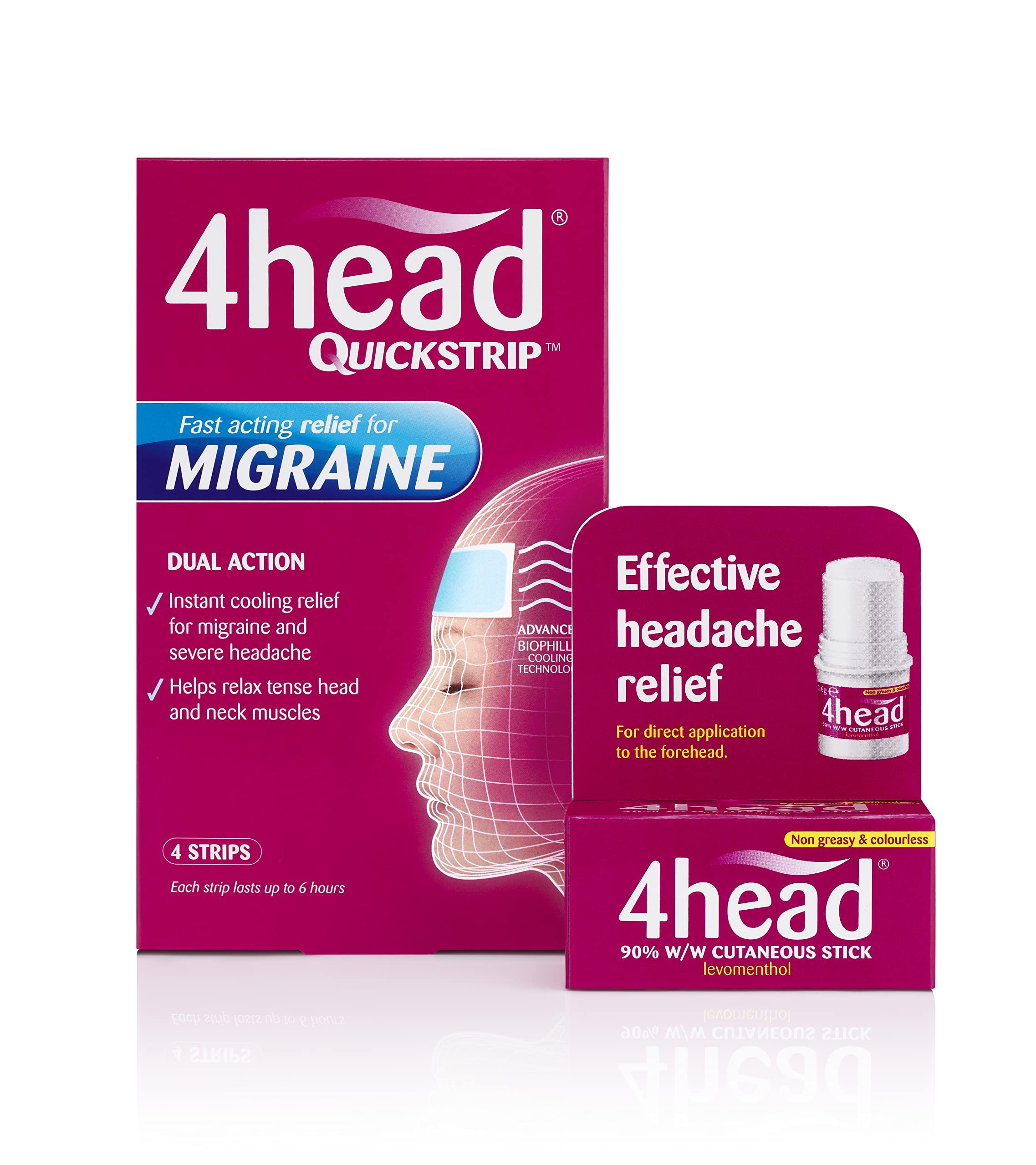 4Head Quickstrip Headache and Migraine Relief Strips - Pack of 4 4 HeadAu supplements