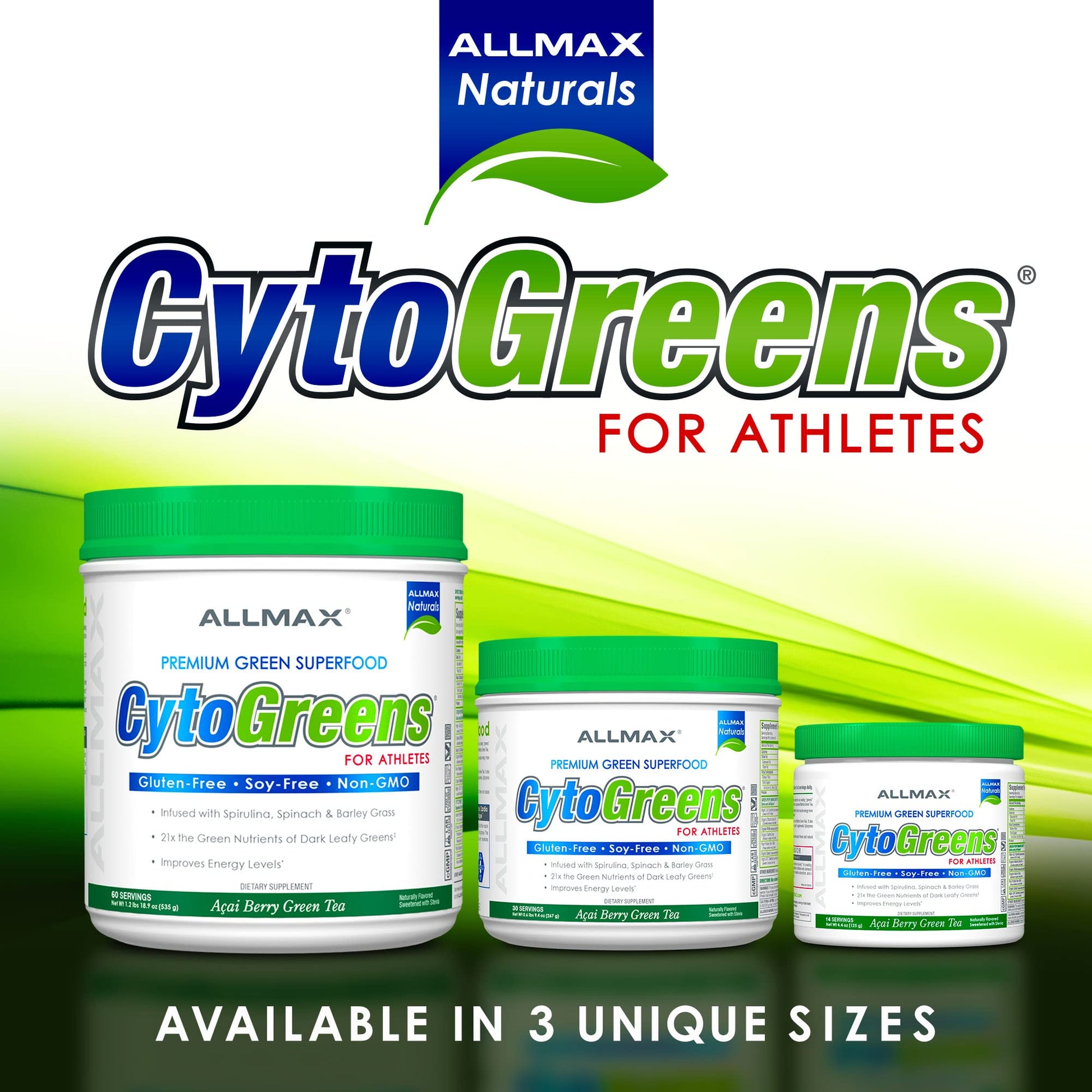 ALLMAX Naturals CytoGreens Super Greens Powder, Premium Green Superfood with Greens, Superfoods, Daily Greens Supplement, Acai Berry Green Tea, 14 Servings ALLMAXAu supplements