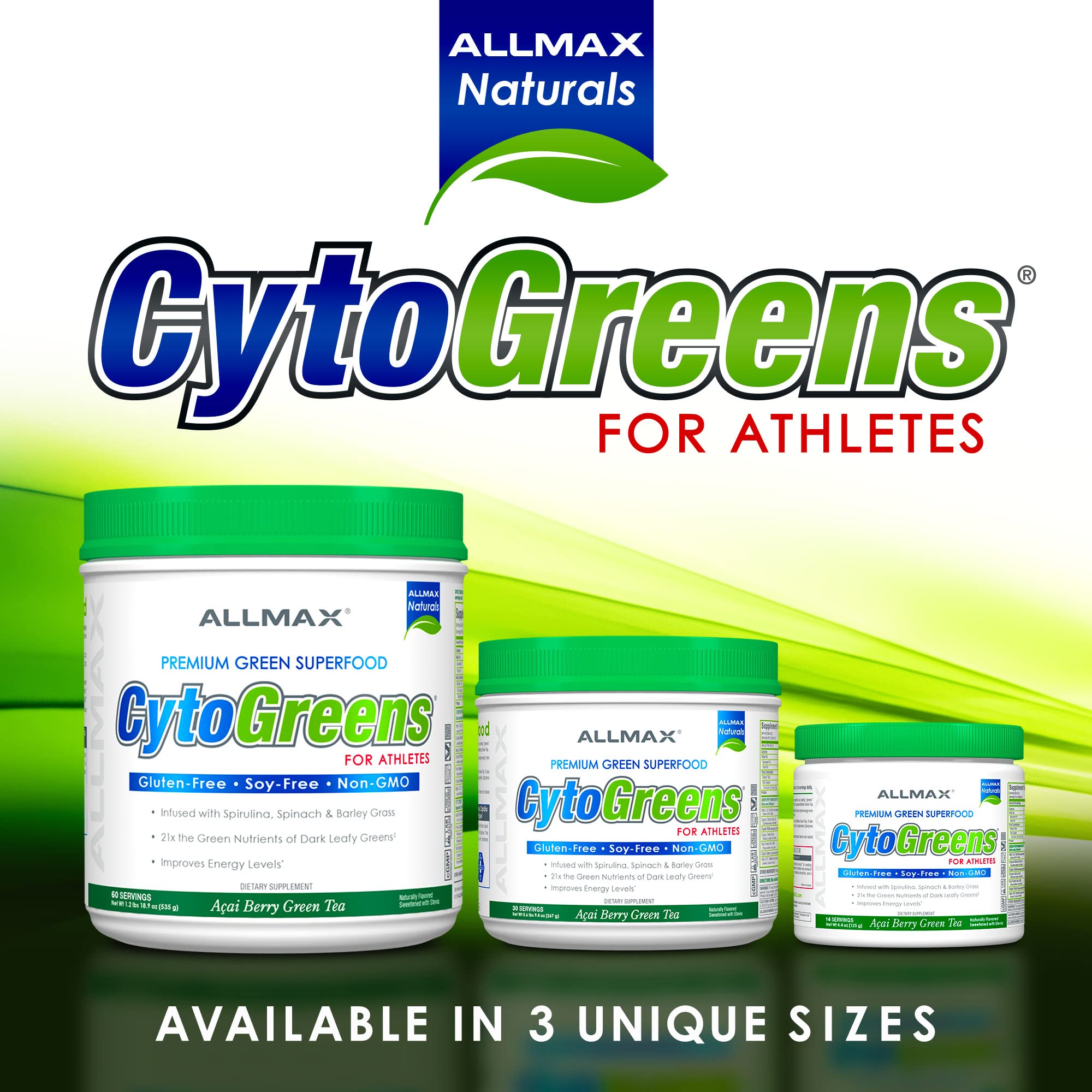 ALLMAX Naturals CytoGreens Super Greens Powder, Premium Green Superfood with Greens, Superfoods, Daily Greens Supplement, Acai Berry Green Tea, 14 Servings ALLMAXAu supplements