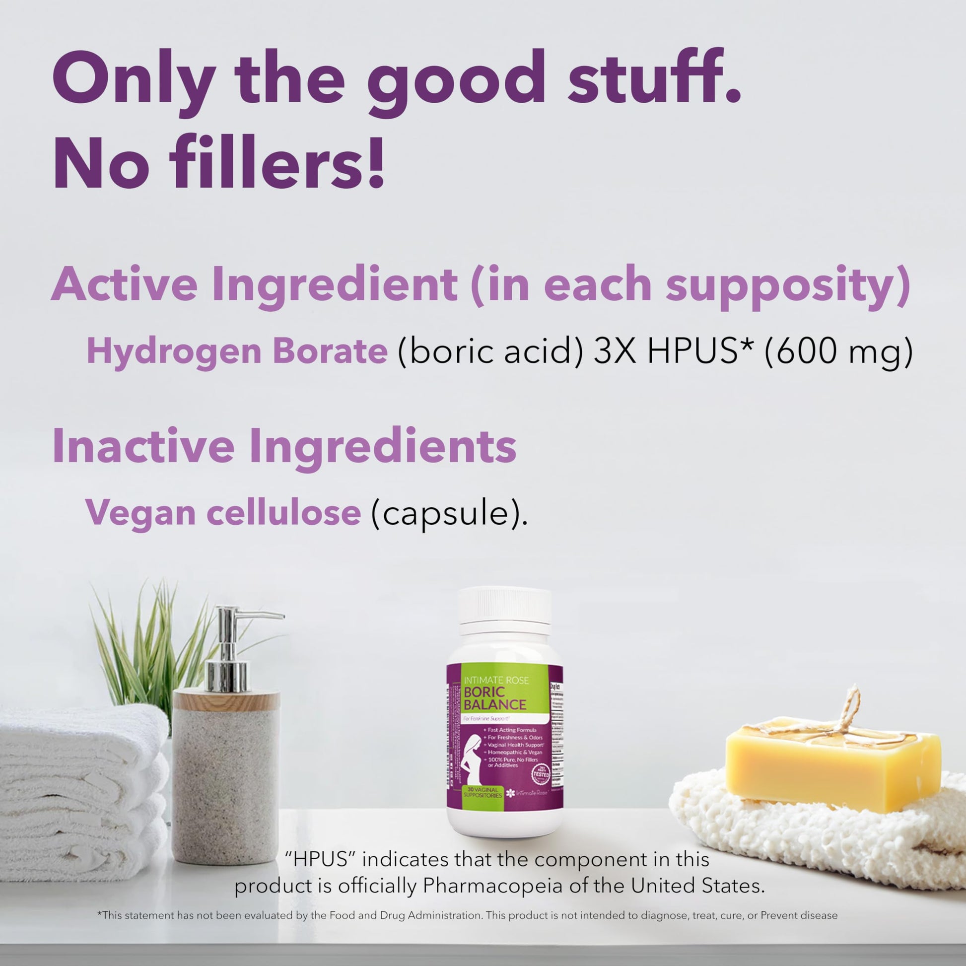 Boric Acid Suppositories - Helps Fight Against BV, Yeast Infections - Manages Odor - Promote pH Balance Intimate RoseAu supplements