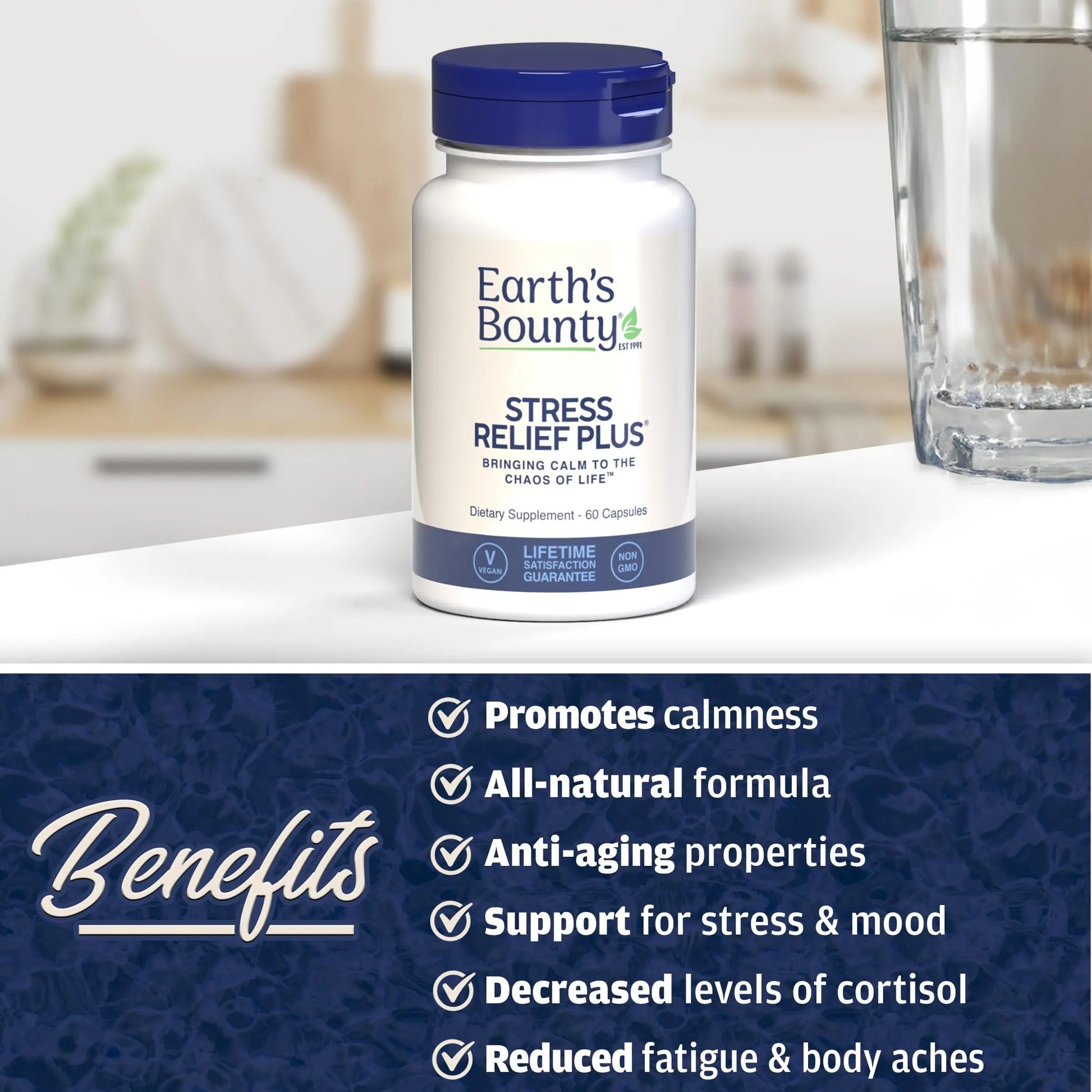 Earth's Bounty - Stress Relief Plus - 60 Vegetarian Capsules - All Natural Formula - Stress Support & Mood Enhancing Supplement Earth's BountyAu supplements