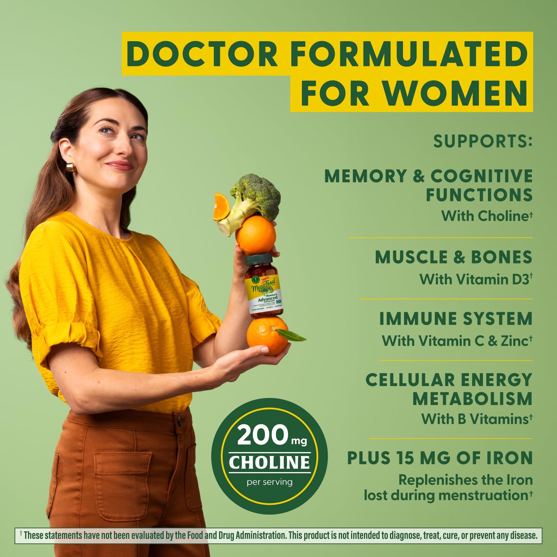 MegaFood Women's Advanced Multivitamin for Women - Doctor-Formulated With Iron, Choline, Vitamin D, Vitamin C & Zinc - Brain Health MegaFoodAu supplements