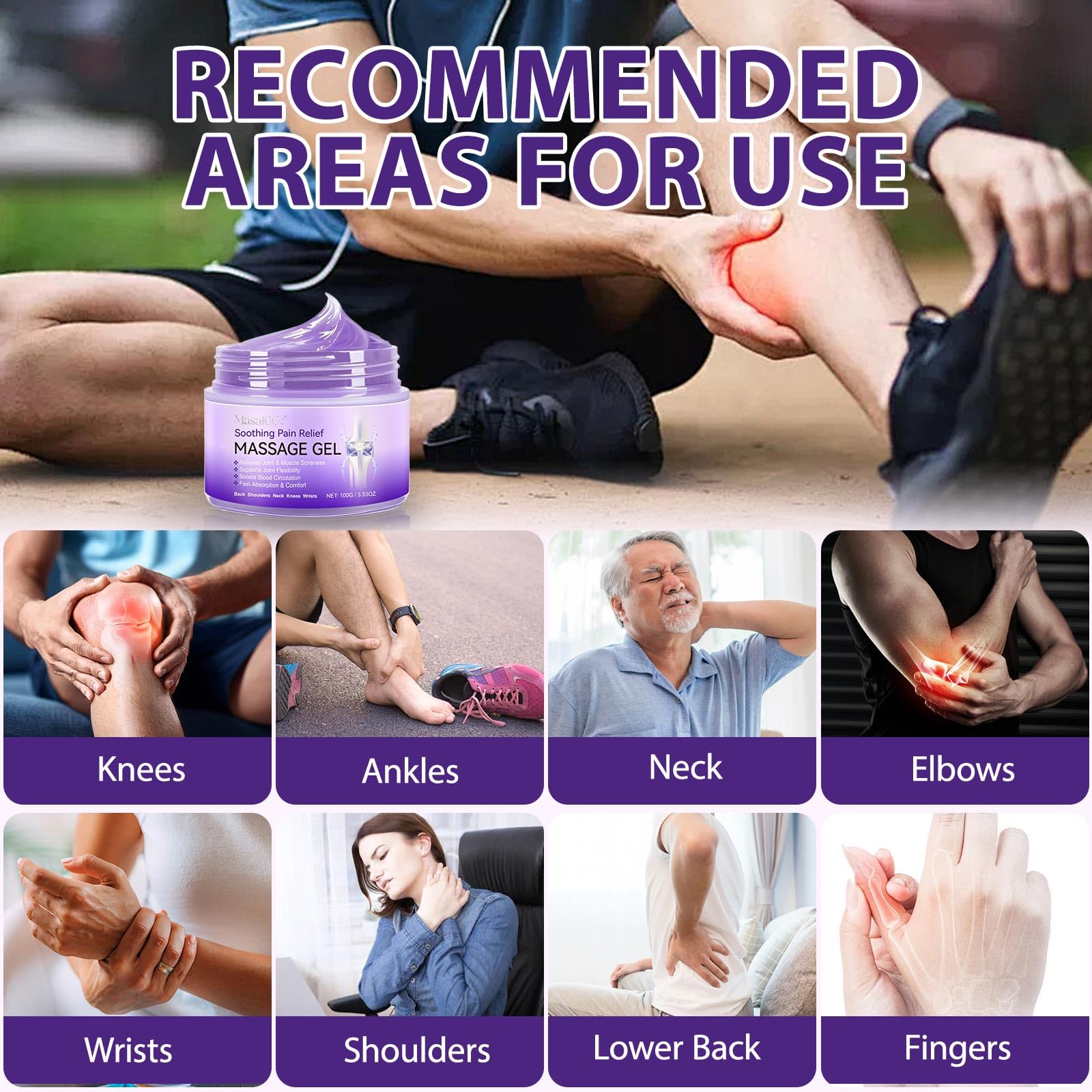 Soothing Massage Gel - Joint Massage Purple Gel, Natural Ingredients & Fast-Absorbing for Soothing Joint, Shoulder, Knee, Back & Muscle Stiffness GTZSXNPAu supplements