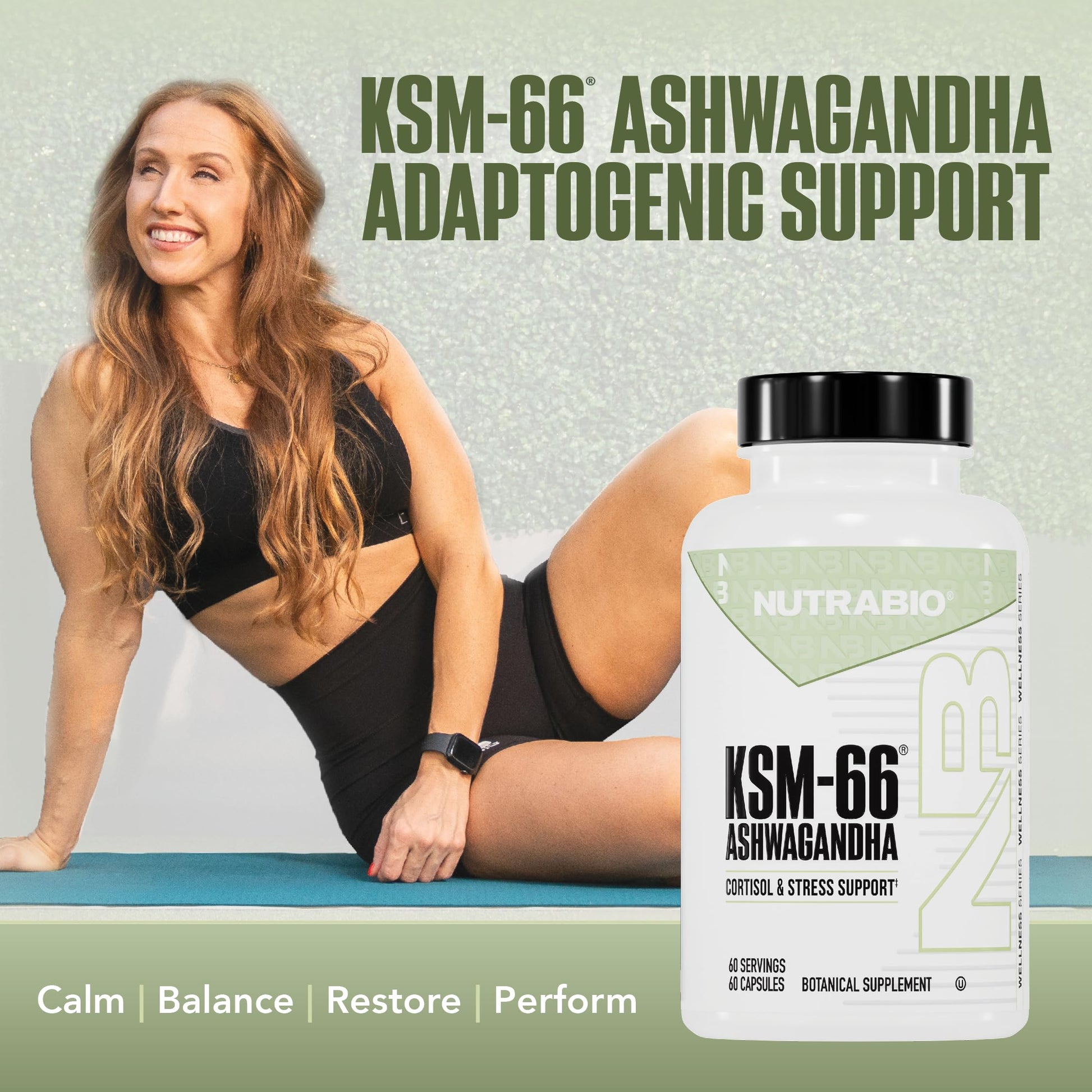 NutraBio Ashwagandha KSM-66 | Ashwagandha Herbal Supplement for Stress, Mood, & Performance | 600 MG of Clinically Studied KSM66 60 Capsules NutraBioAu supplements