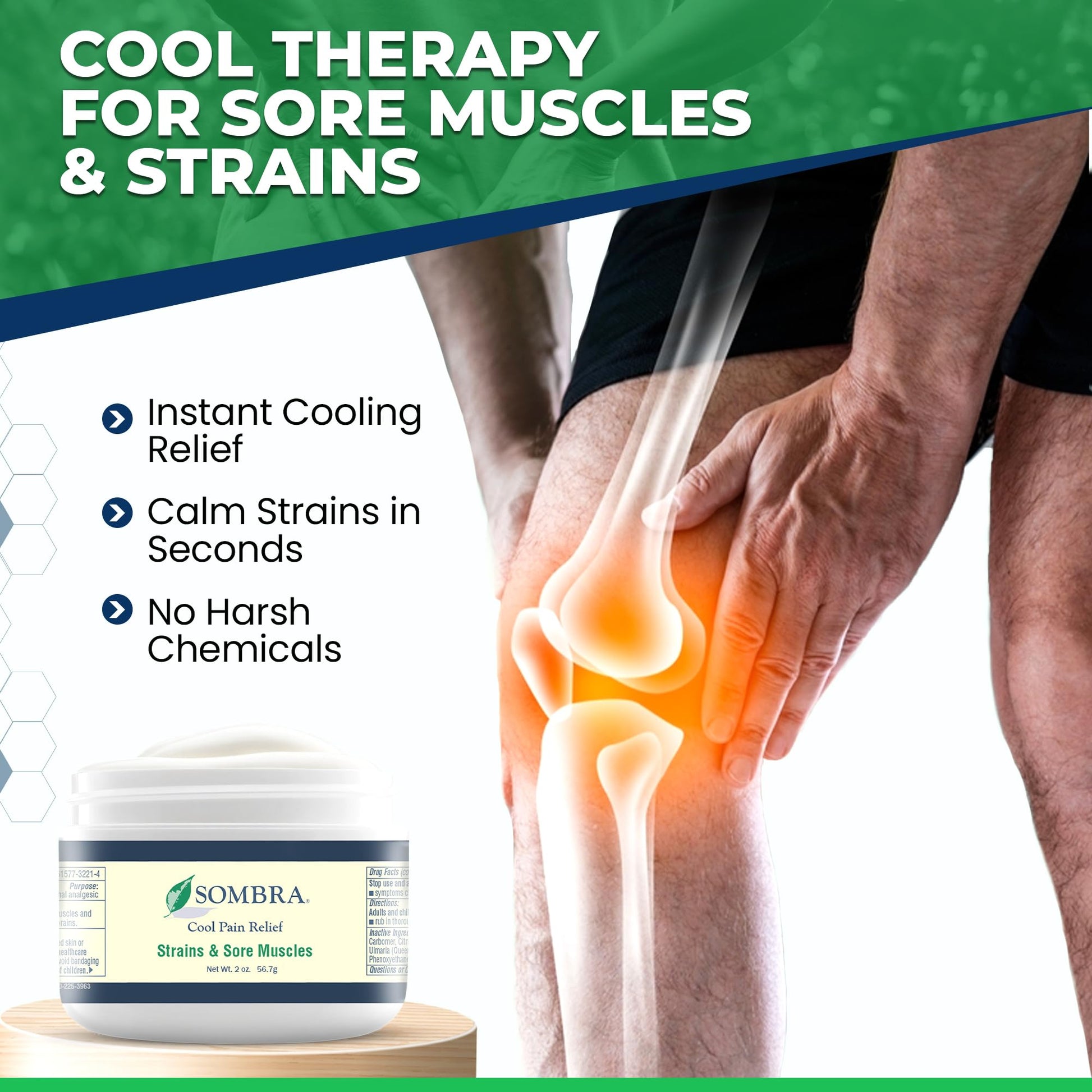 Sombra Warm & Cool Pain Relief Gel, Warm Relief for Arthritis and Chronic Pain Pre-Workout Muscle Rub, Cold for Swelling, Soreness, Post-Workout, Free of Artificial Fragrances, 2oz Per Jar SombraAu supplements