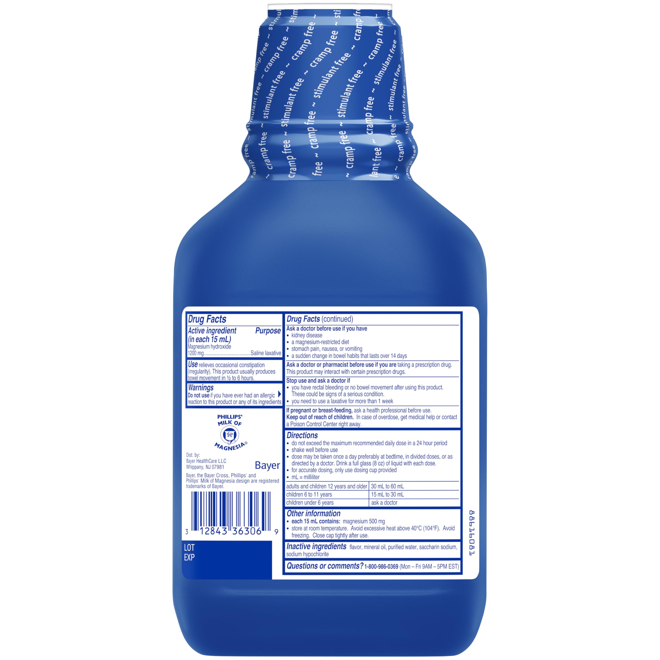 Phillips' Fresh Mint Milk of Magnesia Liquid,26 Fl Oz (Pack of 2) Phillips'Au supplements