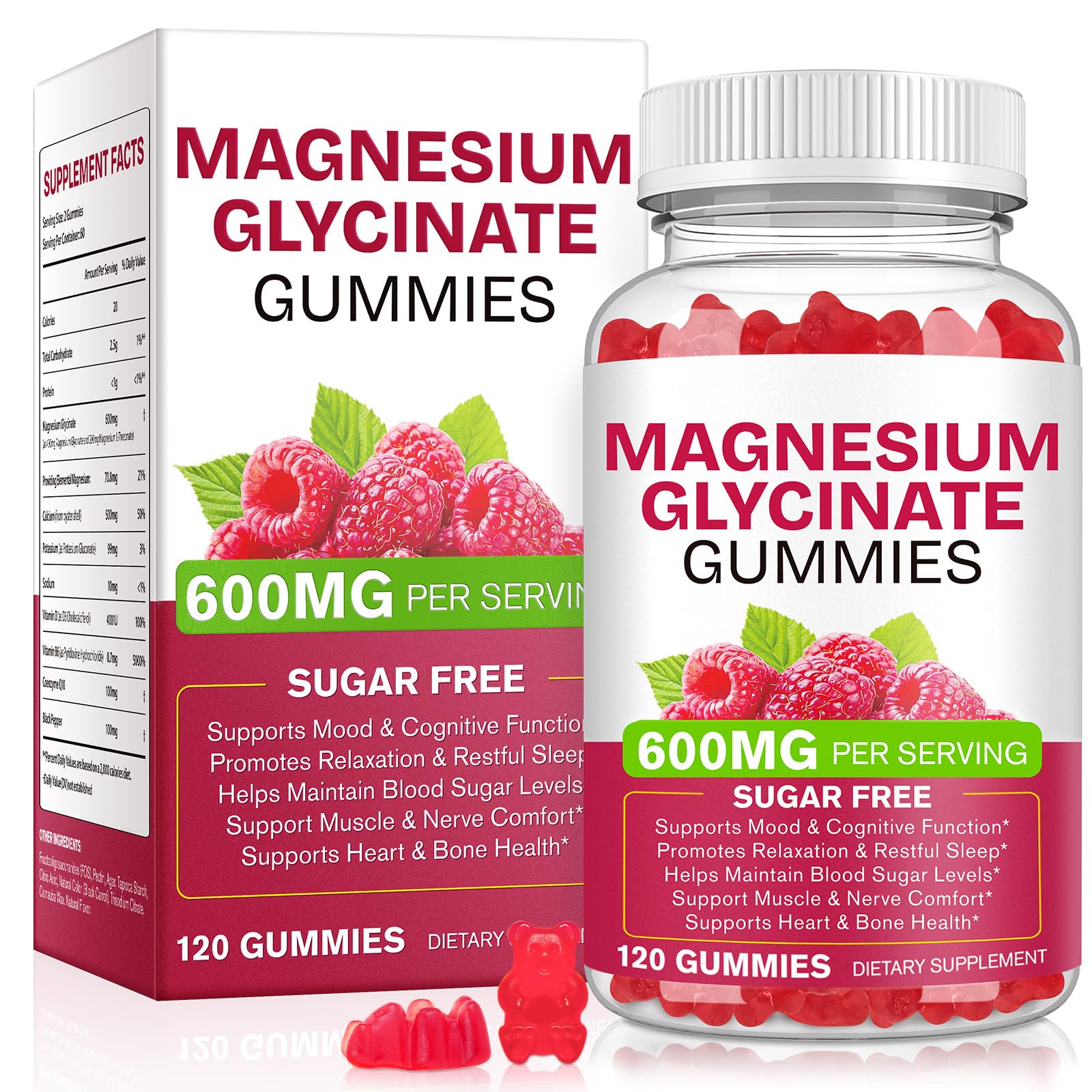 Magnesium Glycinate Gummies 600mg 120 Count - Sugar Free Magnesium Supplement - Supports for Sleep, Memory, Mood, Muscle, Relaxation, Heart & Bone Health BOIUOITIAu supplements