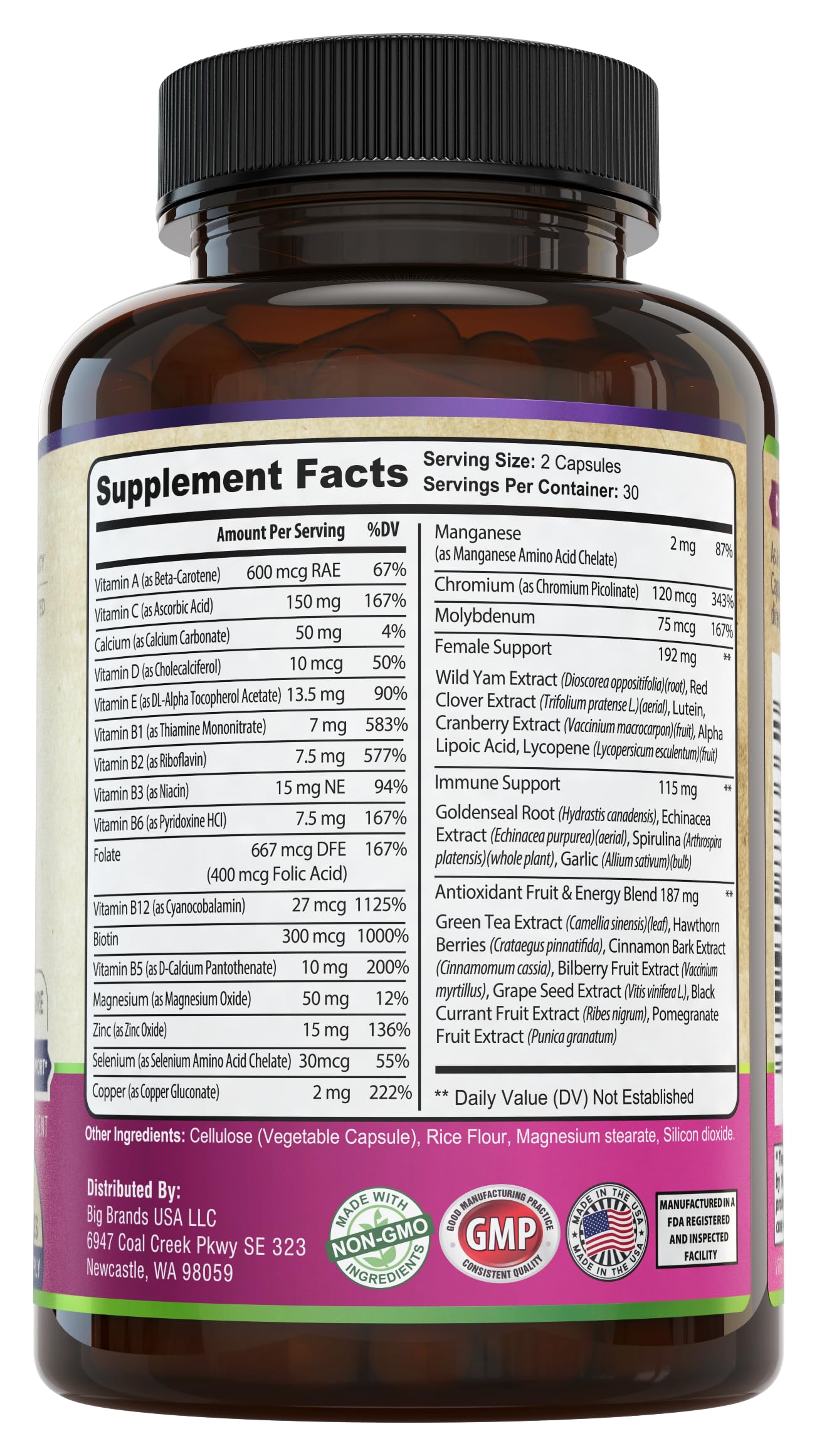 Womens Daily Multivitamins & Multimineral Supplement for Energy, Mood, Focus, Hair WHOLE WORLD WELLNESSUS supplements
