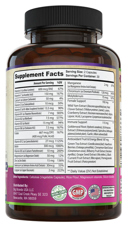 Womens Daily Multivitamins & Multimineral Supplement for Energy, Mood, Focus, Hair WHOLE WORLD WELLNESSUS supplements