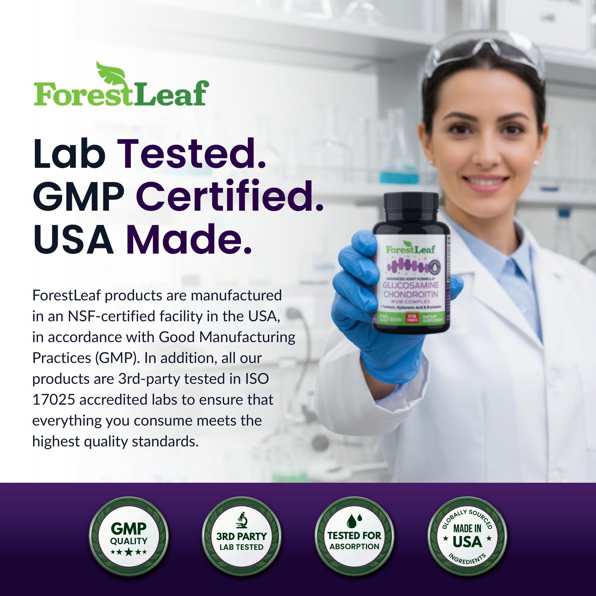 ForestLeaf Glucosamine Chondroitin MSM Joint Supplement Complex - 1200mg - 120 Caps ForestLeafAu supplements