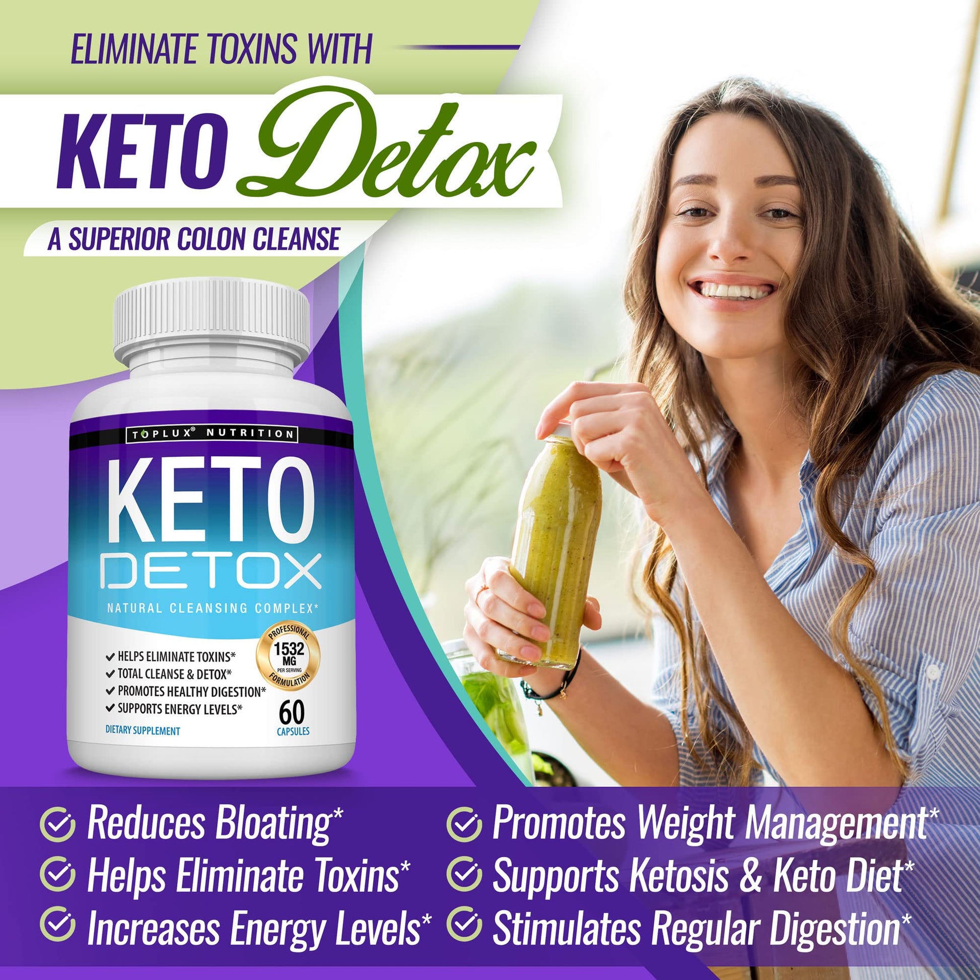 Toplux Keto Detox Pills Advanced Cleansing Extract – 1532 Mg Natural Acai Colon TopluxUS supplements