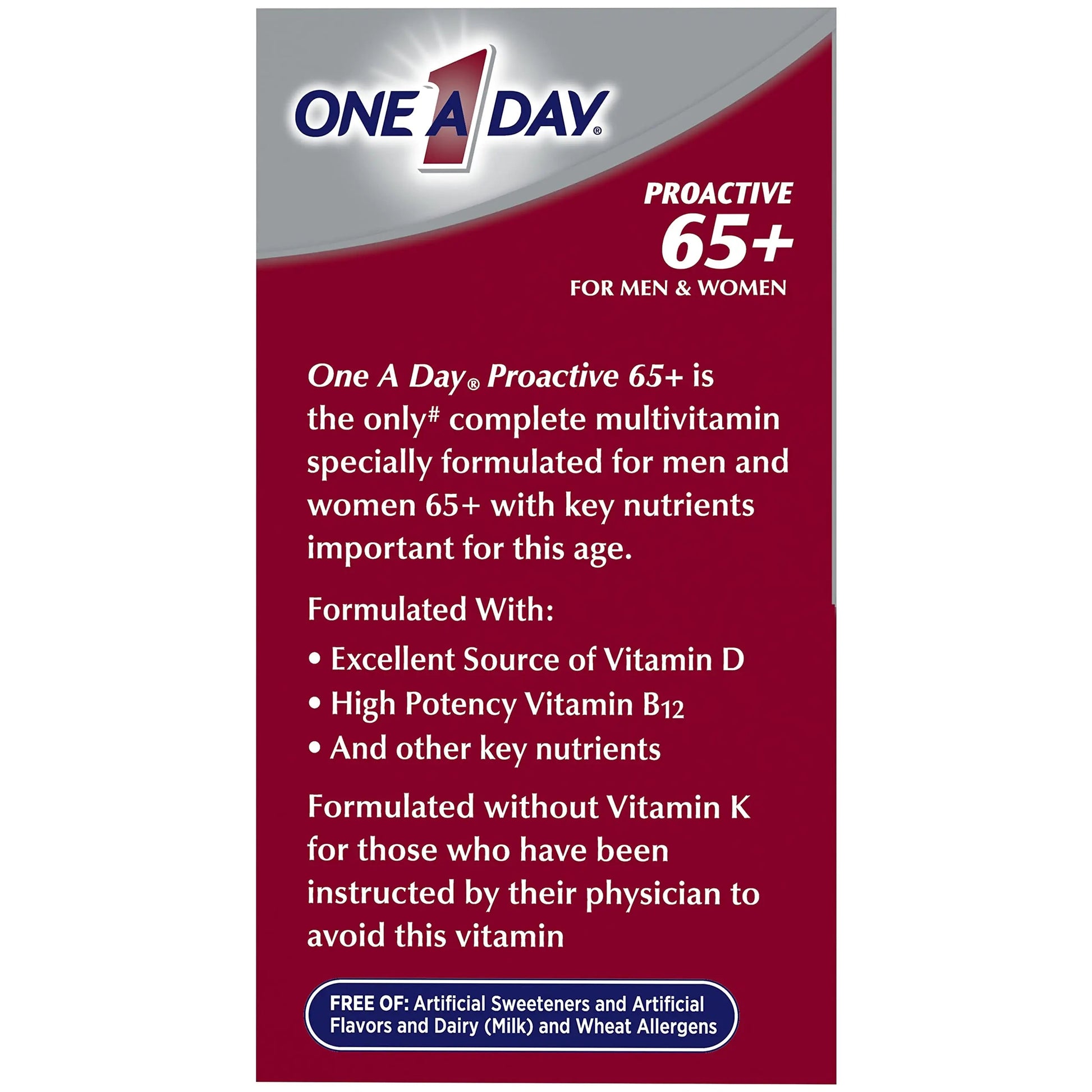 ONE A DAY Proactive 65+, Mens & Womens Multivitamin, Supplement with Vitamin A, Vitamin C, Vitamin D, and Zinc for Immune Health Support ONE A DAYAu supplements
