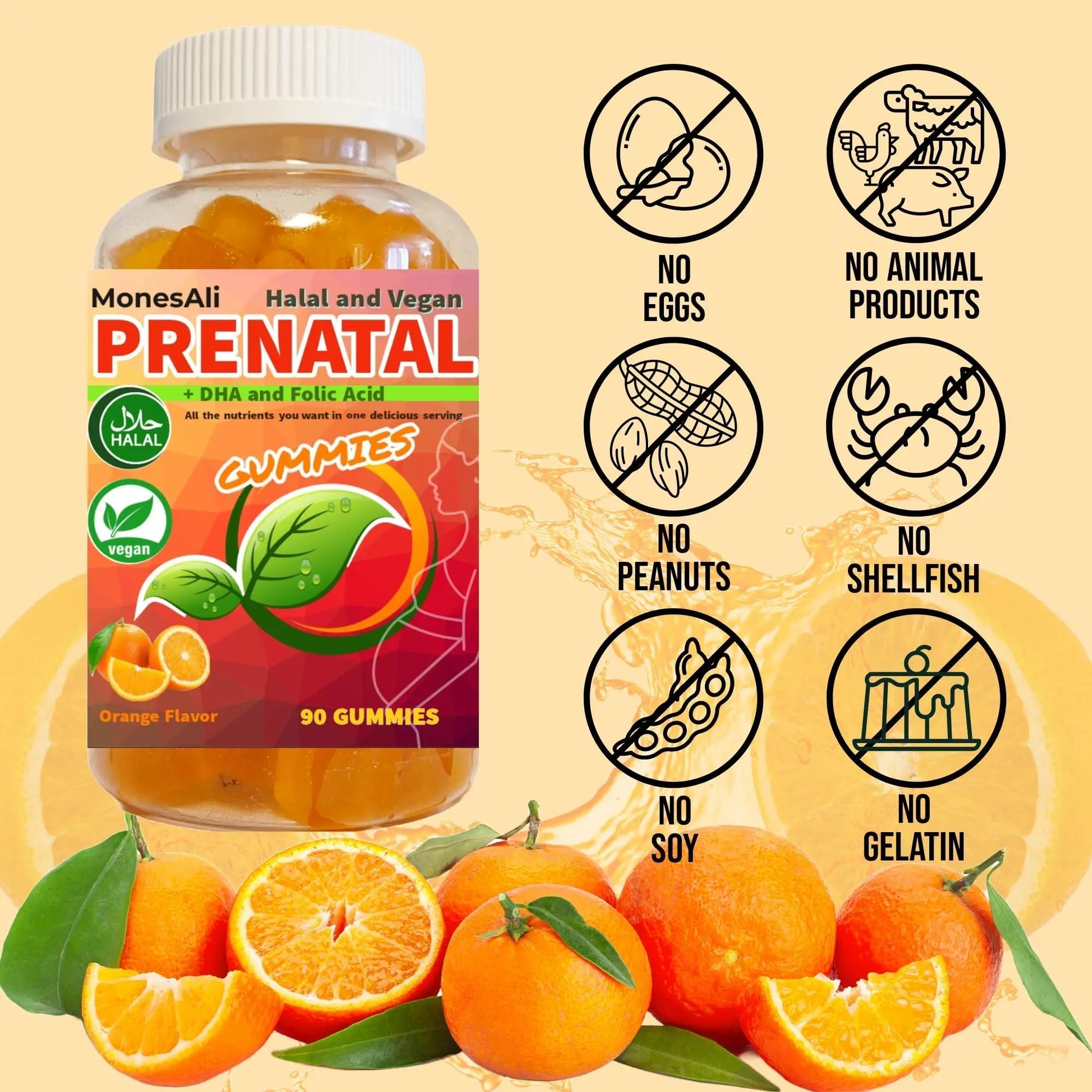 MonesAli Prenatal Gummies for Women Vitamins| & Postnatal | Vegan, Halal, Gelatin Free | with Folate, Iron & Biotin | MonesAliAu supplements