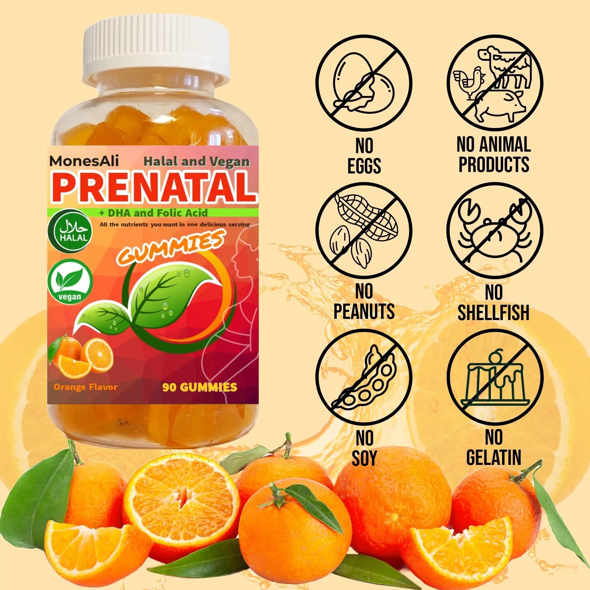 MonesAli Prenatal Gummies for Women Vitamins| & Postnatal | Vegan, Halal, Gelatin Free | with Folate, Iron & Biotin | MonesAliAu supplements
