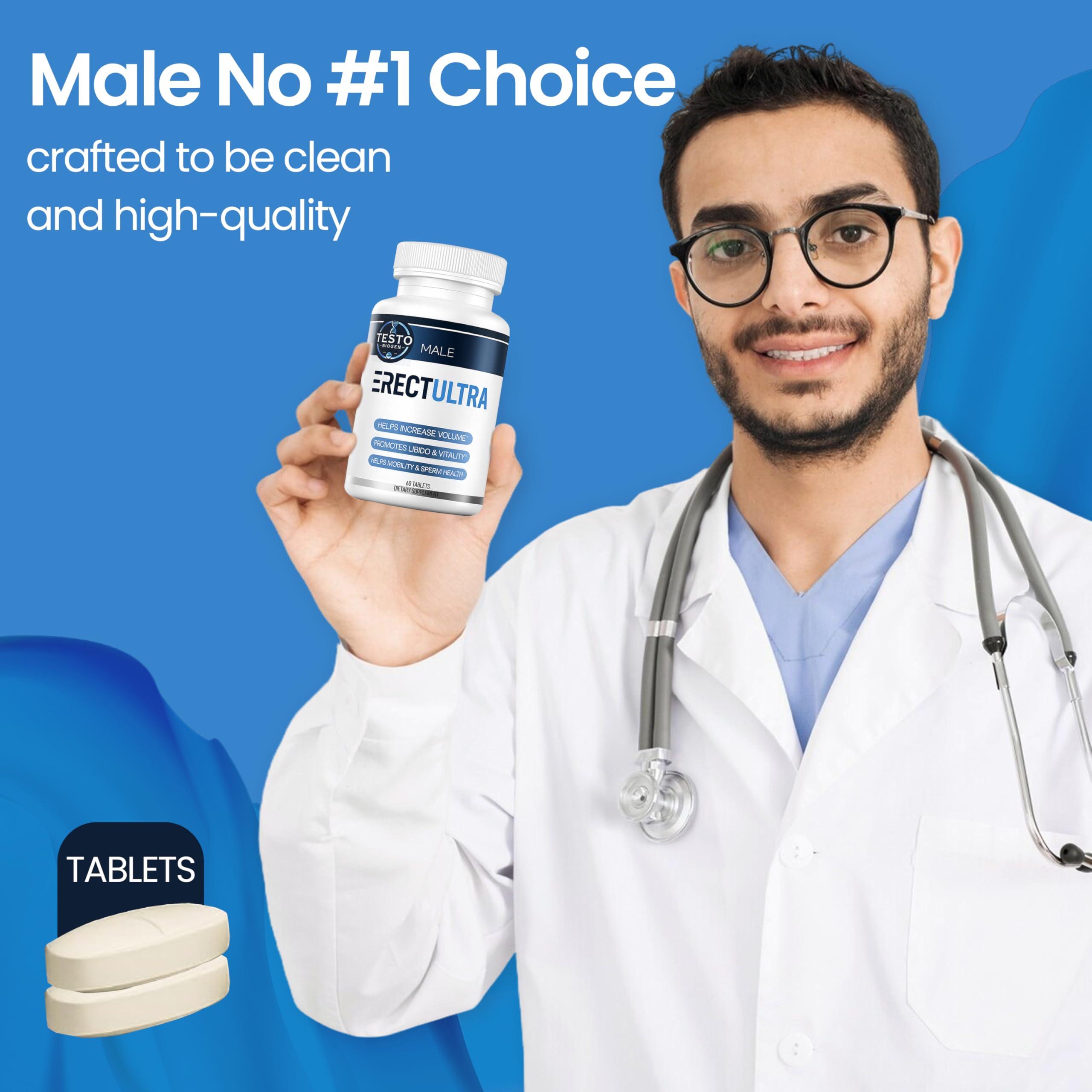 Male Enhancing Supplement - Fast Acting Performance Pills for Men for Blood Flow - Size & Stamina - Testosterone Booster, Maca Root, Epimedium,Tongkat Ali Dietary Supplement 60 Tablets TESTO BIOGENAu supplements