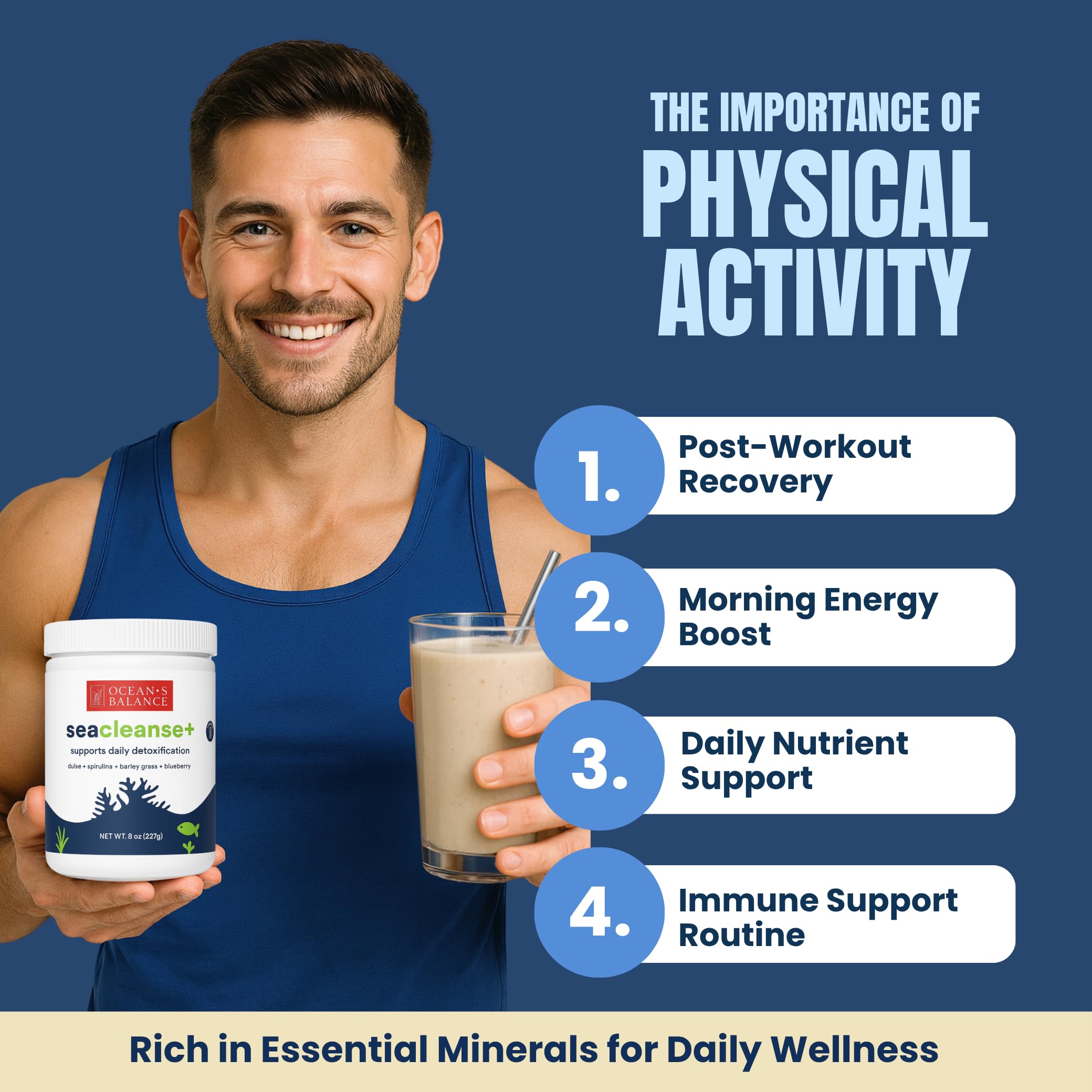 Ocean's Balance Seacleanse+ Daily Detox Cleanse Powder | Gut Health & Immune Support | Supports Gentle Cleanse & Vitality | 8oz Ocean's Balance Clean Taste of MaineAu supplements