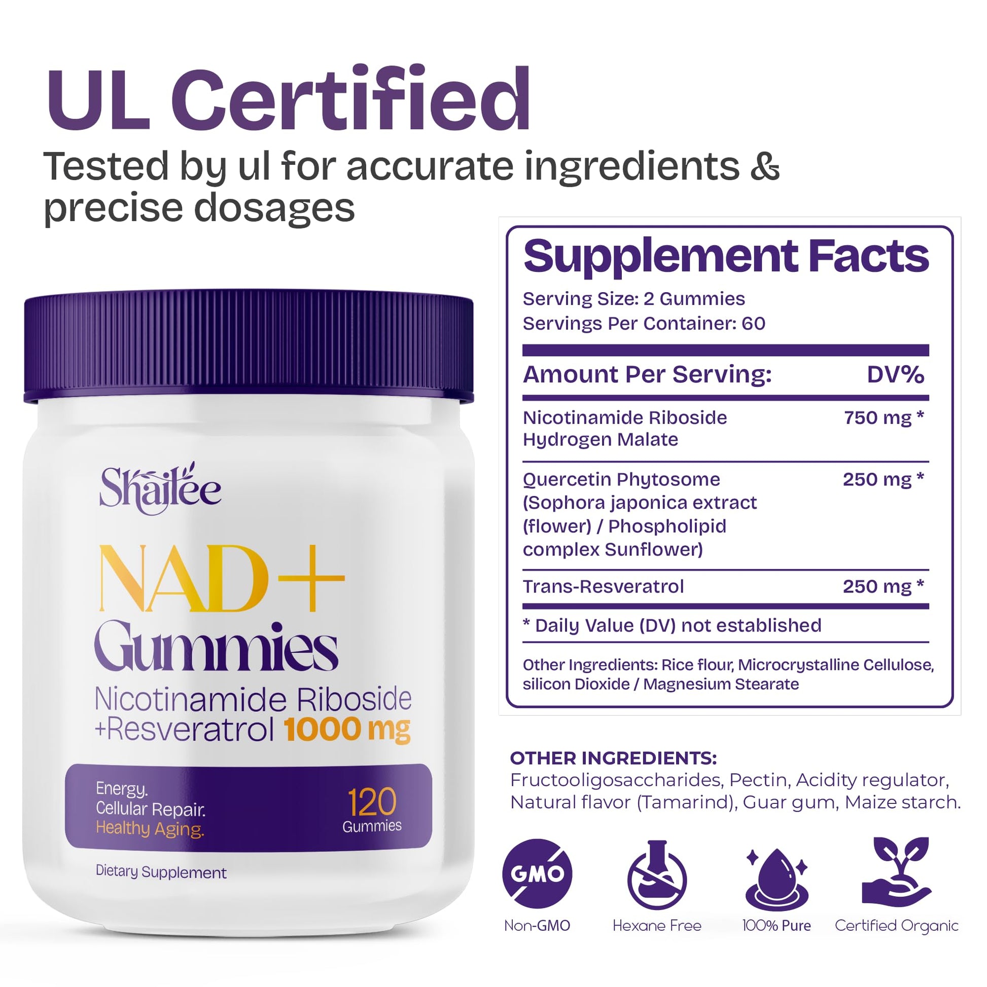NAD Supplements for Women with Resveratrol, 1000mg Liposomal Nicotinamide Riboside with Quercetin, NMN Supplement Alternative Supports Cellular Energy & Repair, 120 NAD Gummies for Brain Boost ShaileeAu supplements