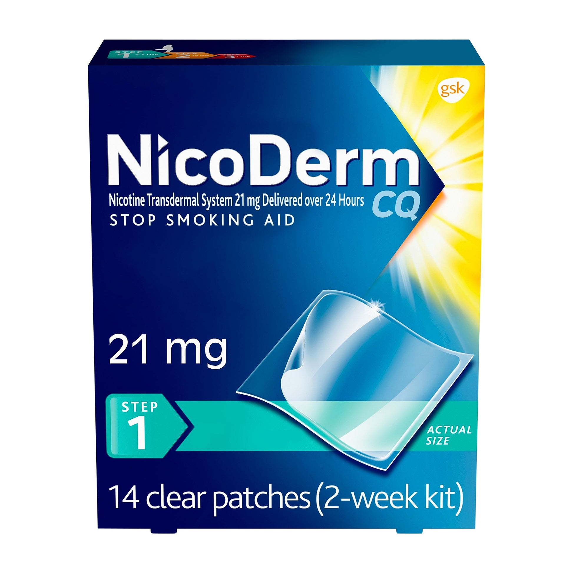 NicoDerm CQ Step 1 Nicotine Patches to Quit Smoking, 21mg, Stop Smoking NicoDermAu supplements