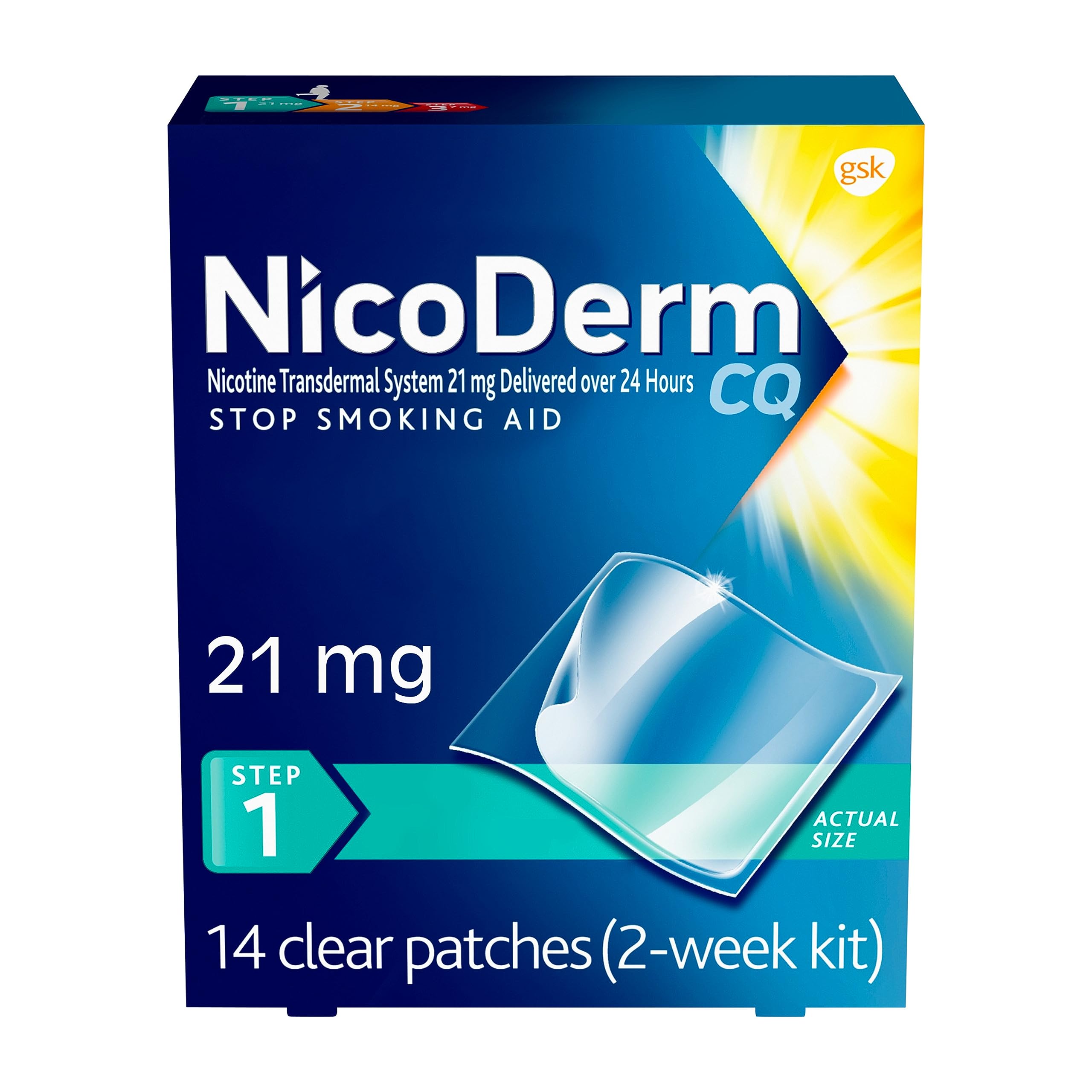 NicoDerm CQ Step 1 Nicotine Patches to Quit Smoking, 21mg, Stop Smoking NicoDermAu supplements