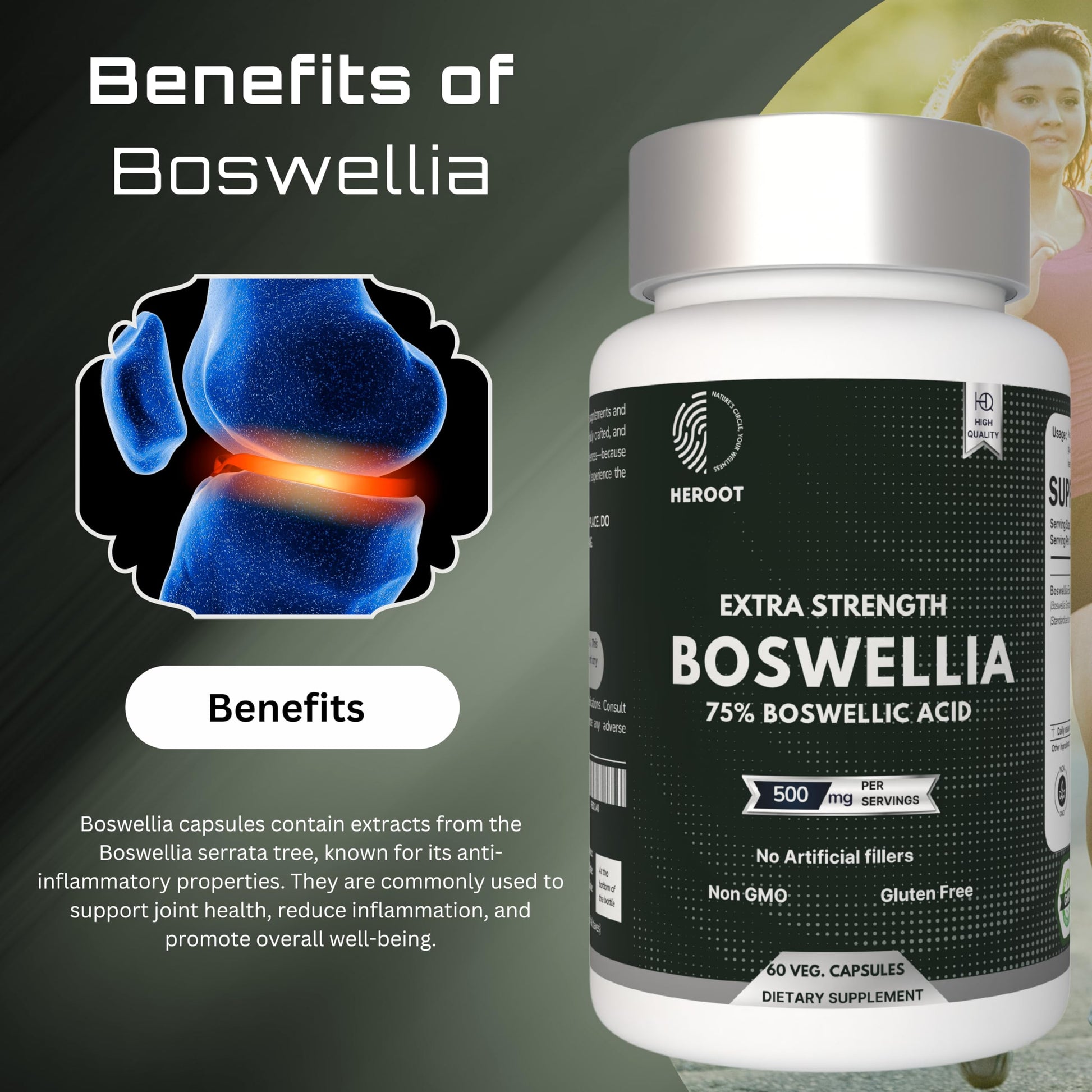 Heroot Boost Joint Mobility with 75% Extra Strength Boswellia Serrata Extract, 120 Capsules HerootAu supplements