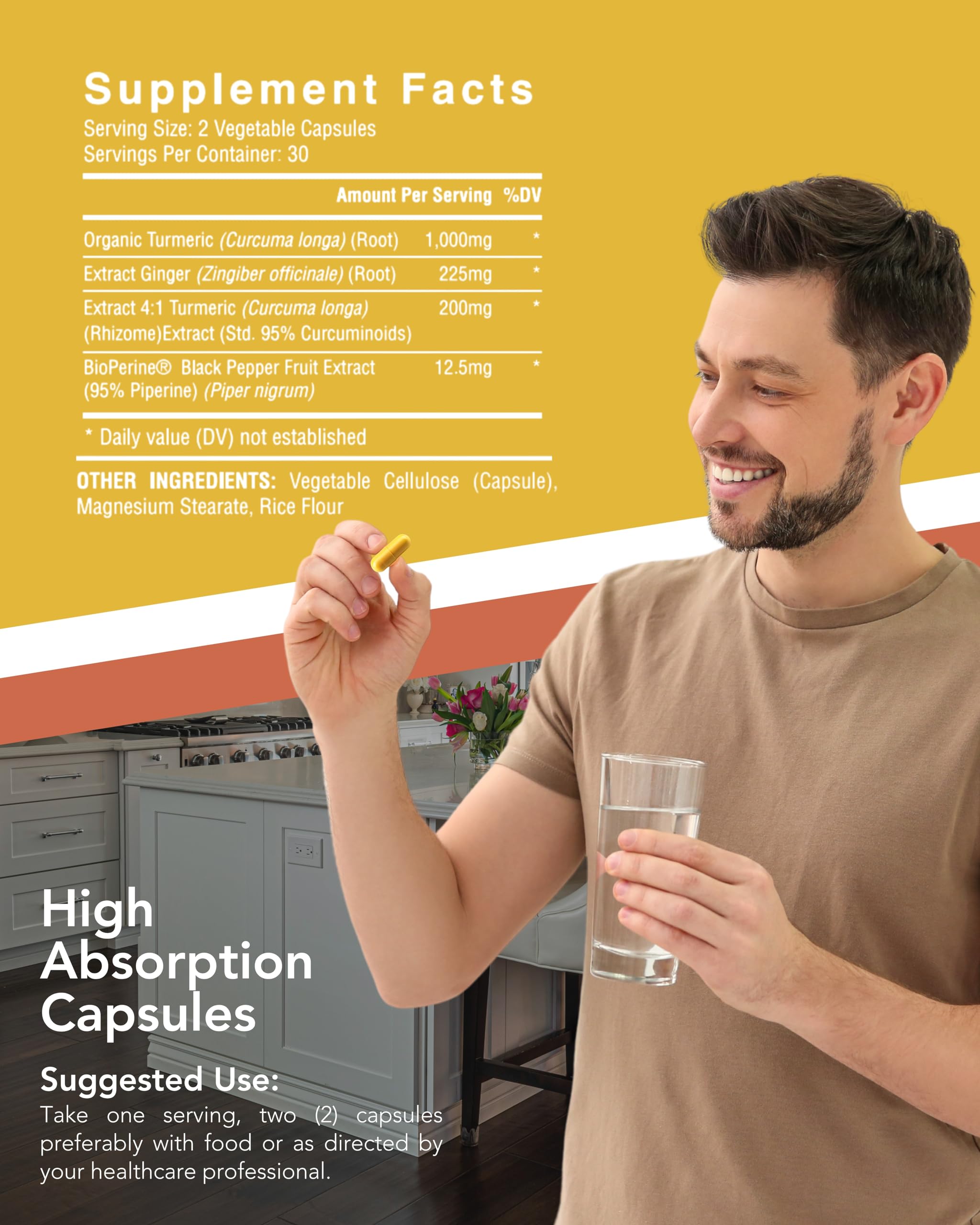 Organic Turmeric & Ginger Capsules - Turmeric Curcumin with Ginger & BioPerine, 95% Curcuminoids - Joint, Digestion, Immunity Support, Black Pepper Extract for Increased Absorption CogniTuneAu supplements