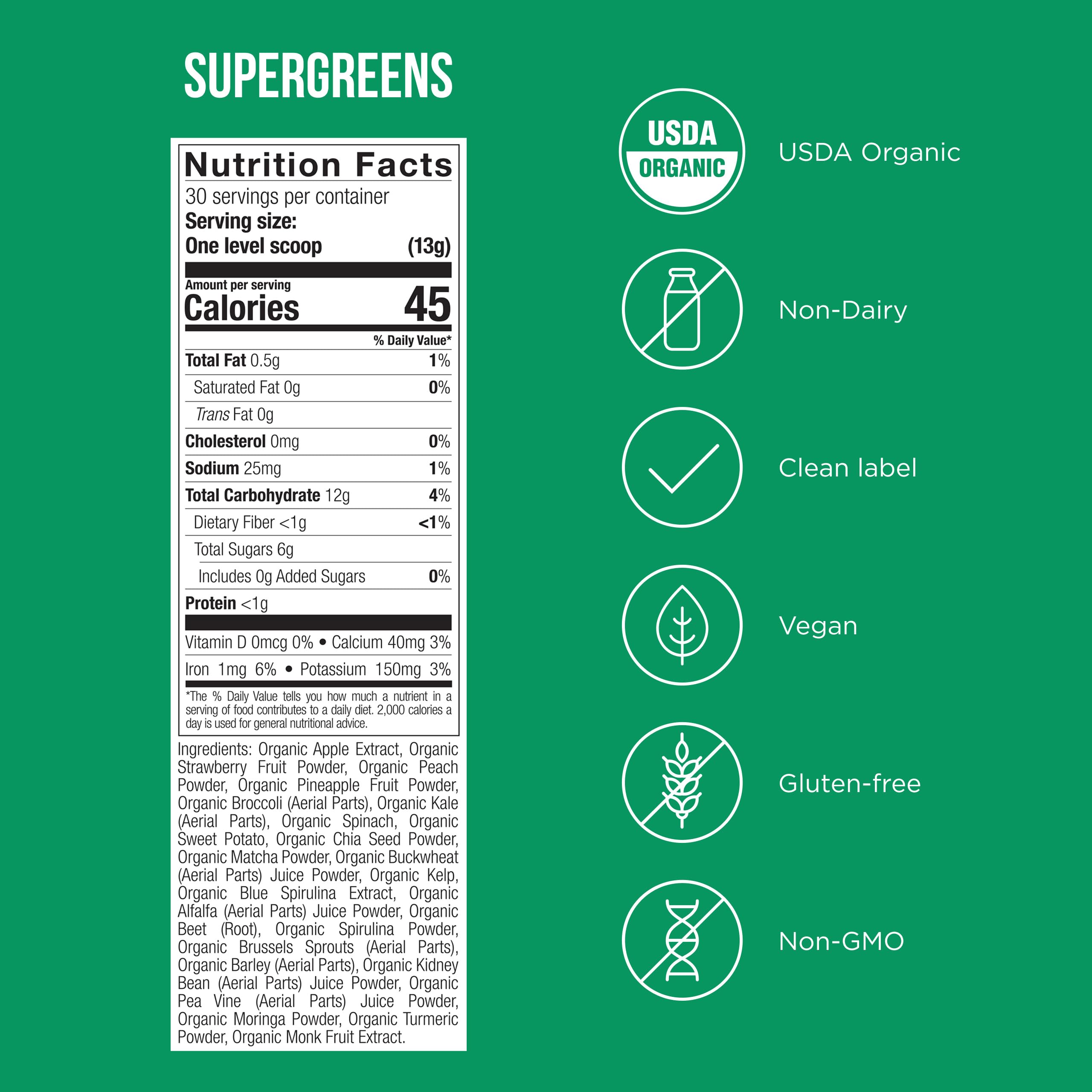 Possible SuperGreens - Potent Superfoods Blend - Plant-Based Antioxidant Support - Greens Powder Supplement & Drink Mix - Non-GMO, Vegan & Gluten-Free - SuperGreens (30 Servings) PossibleAu supplements
